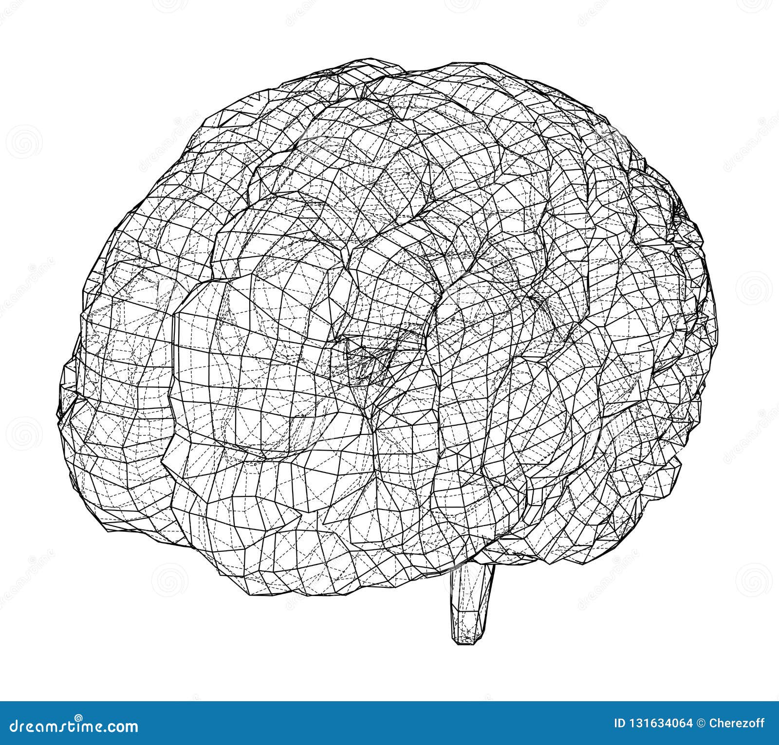 Download 3D Outline Brain. Vector Rendering Of 3d Stock Vector ...