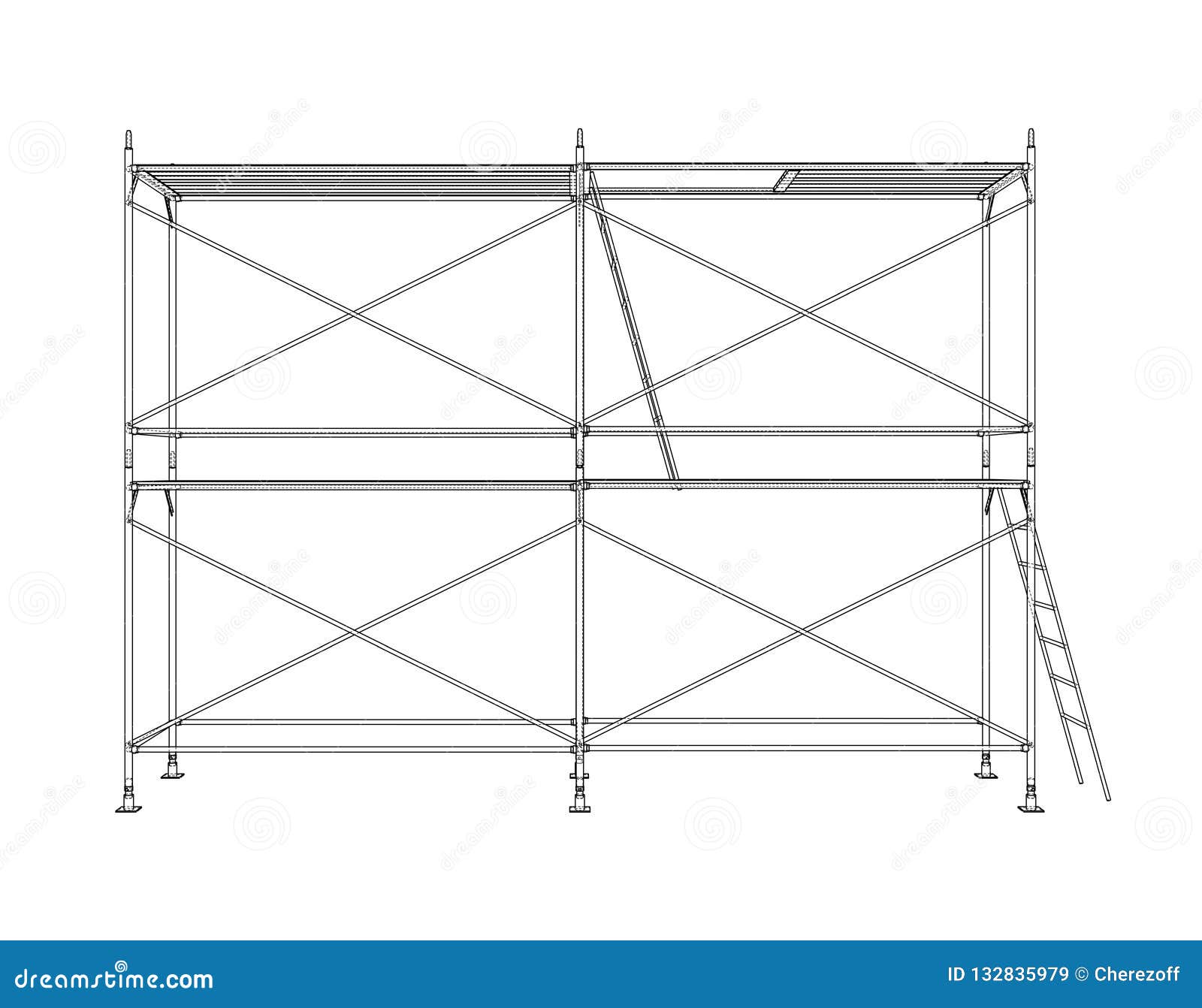 3d outline scaffold.  rendering of 3d