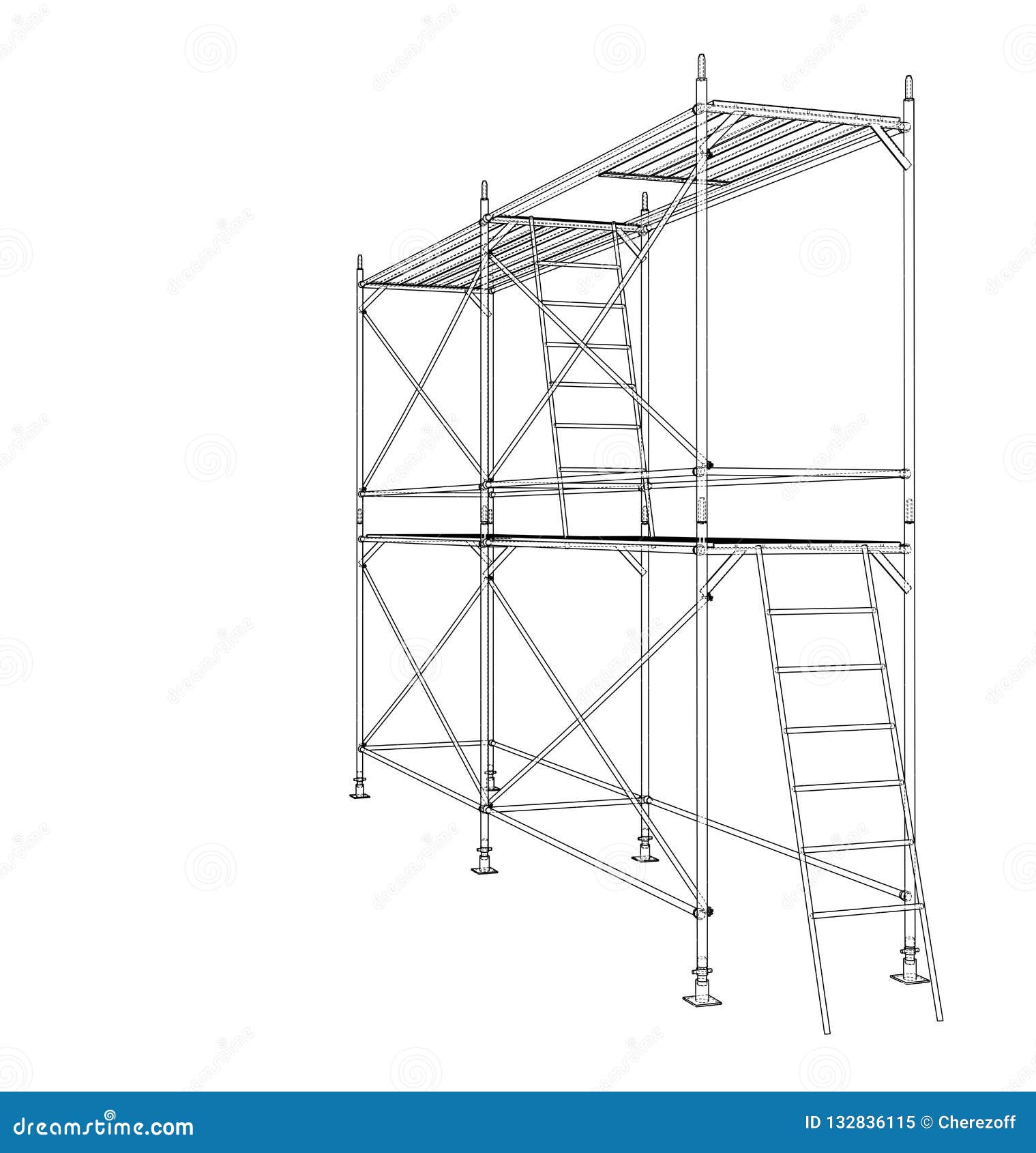 Download 3D Outline Scaffold. Vector Rendering Of 3d Stock Vector - Illustration of business, horizontal ...