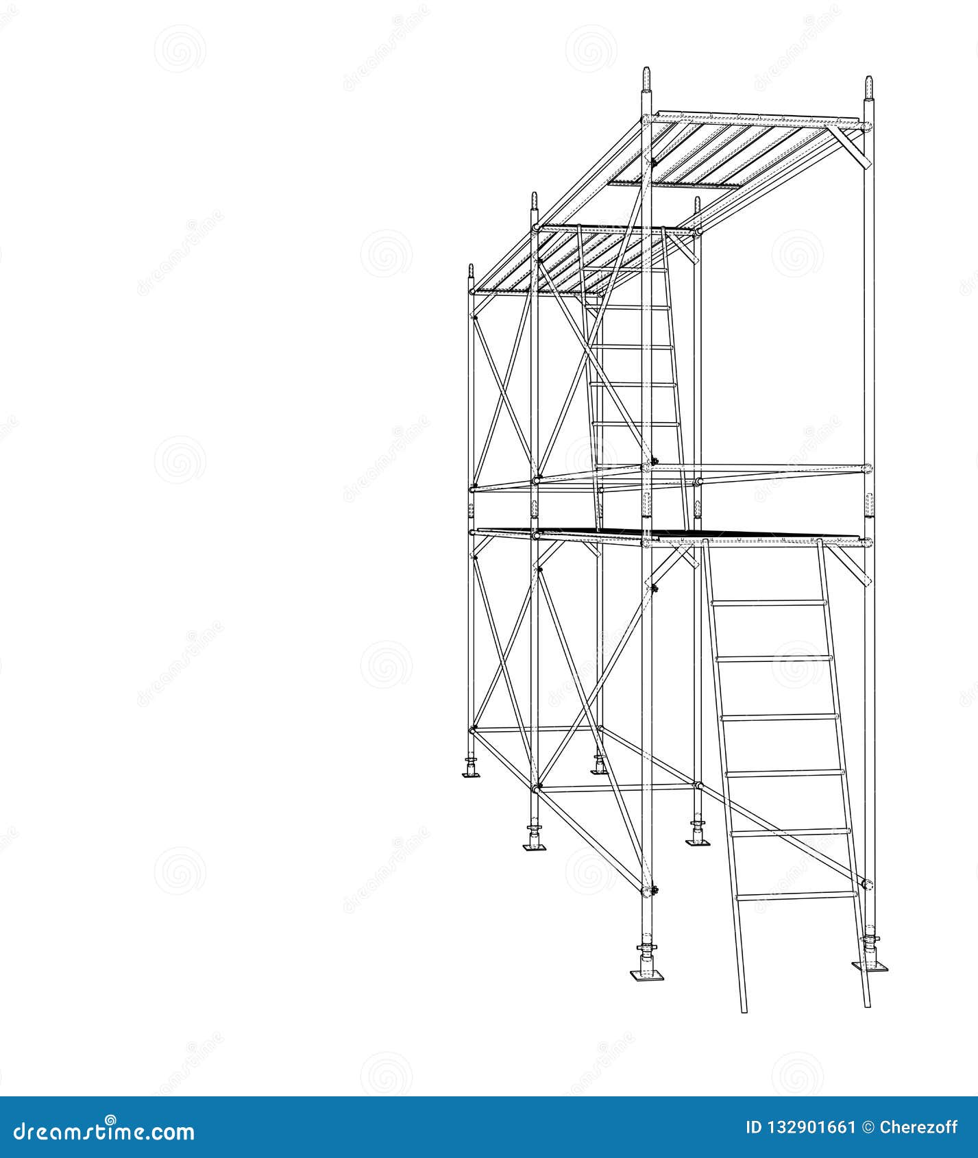 Download 3D Outline Scaffold. Vector Rendering Of 3d Stock Vector - Illustration of exterior, building ...