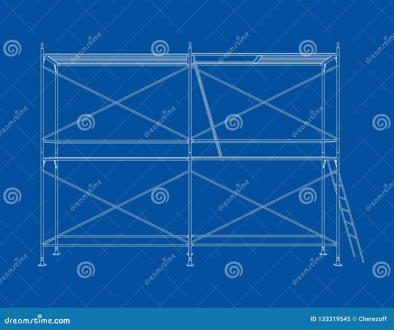 Download 3D Outline Scaffold. Vector Rendering Of 3d Stock Vector ...