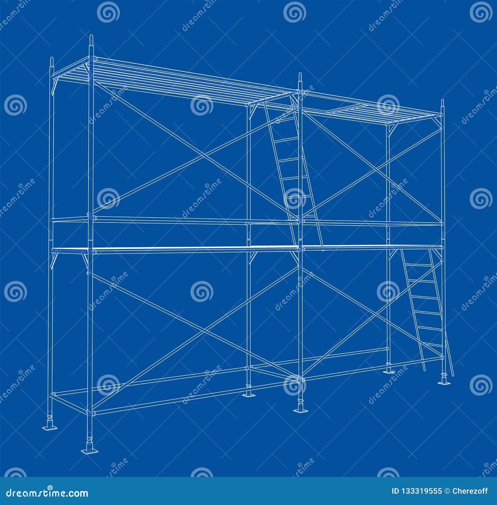 Download 3D Outline Scaffold. Vector Rendering Of 3d Stock Vector ...