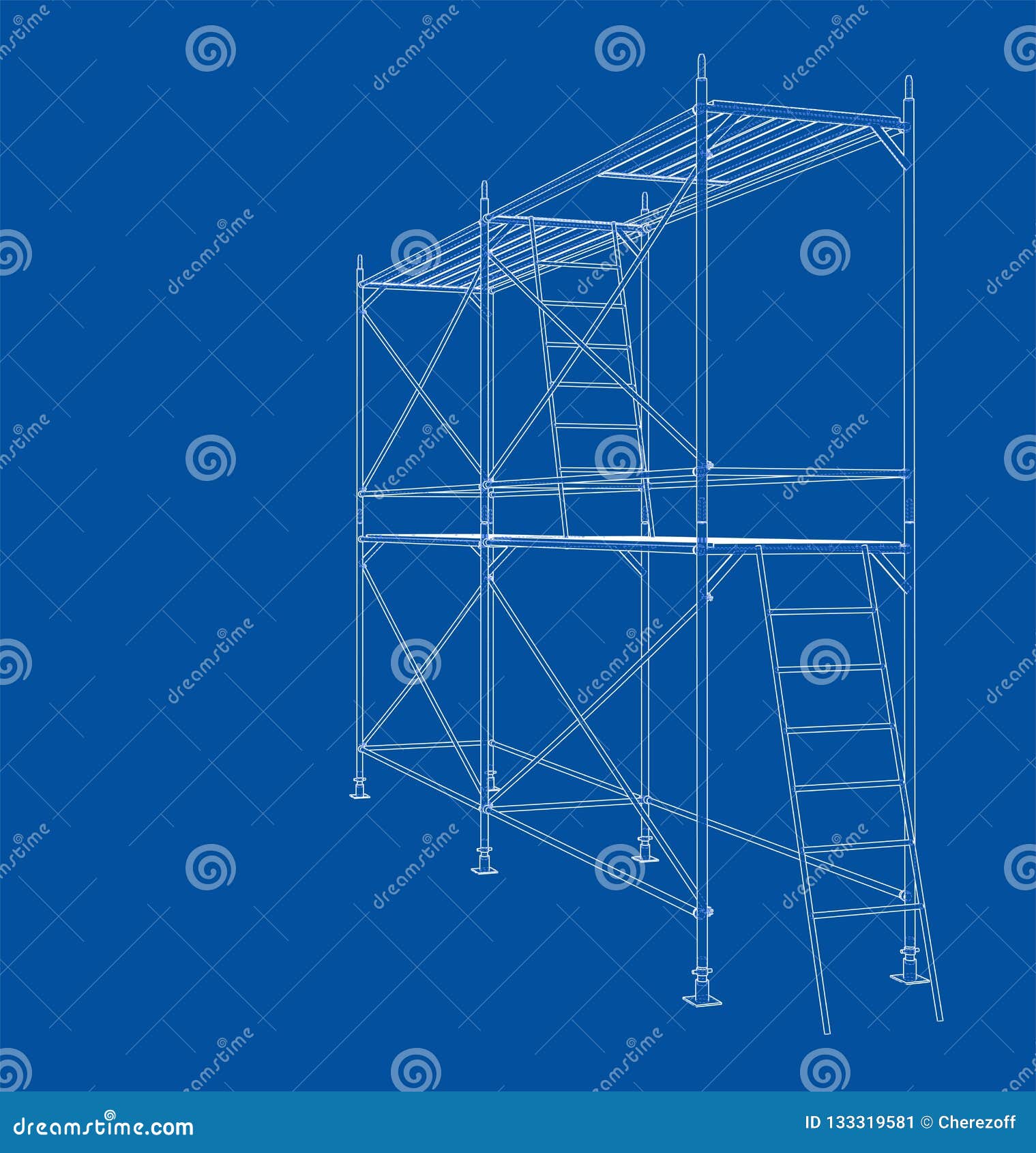 Download 3D Outline Scaffold. Vector Rendering Of 3d Stock Vector - Illustration of concept, background ...