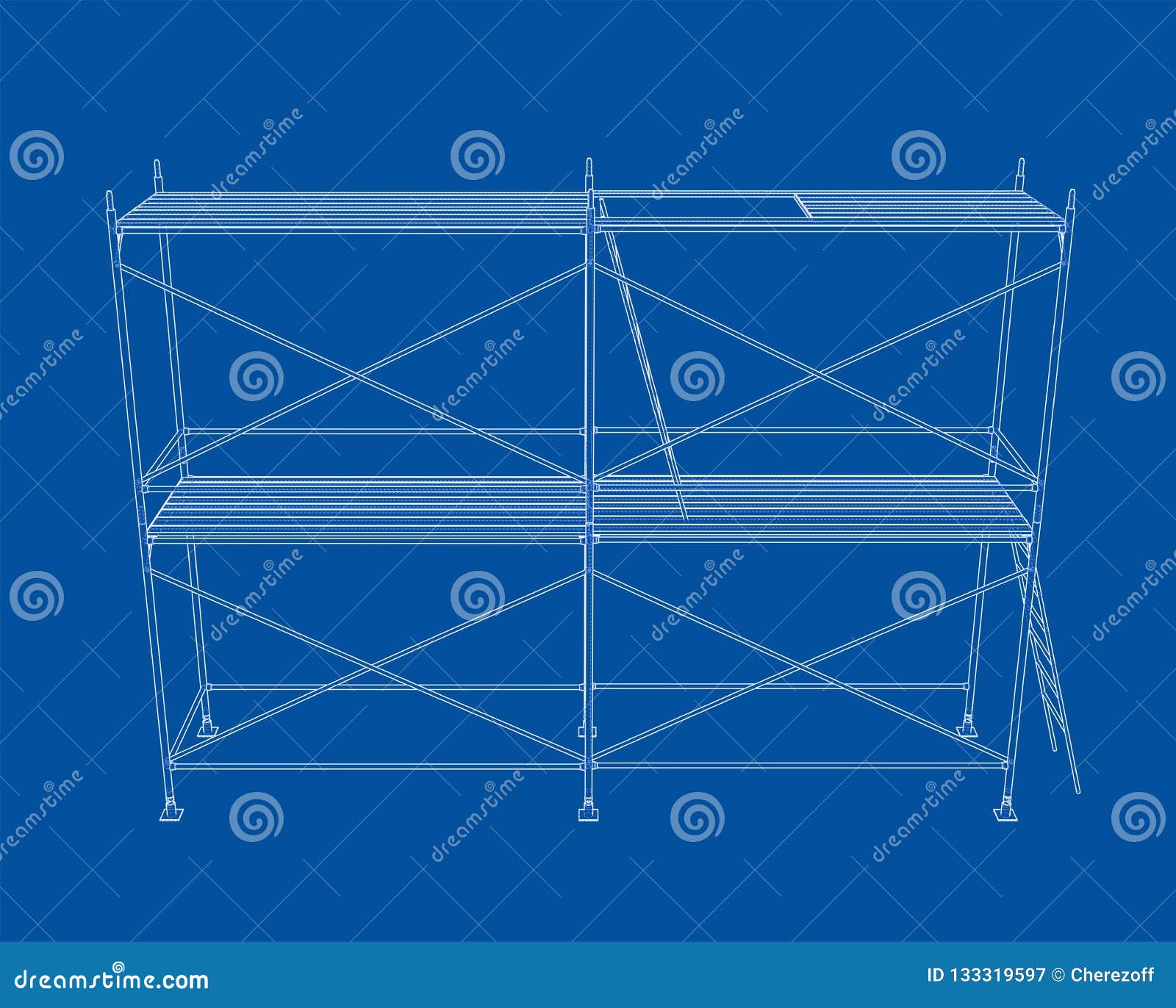 Download 3D Outline Scaffold. Vector Rendering Of 3d Stock Vector - Illustration of safety, element ...