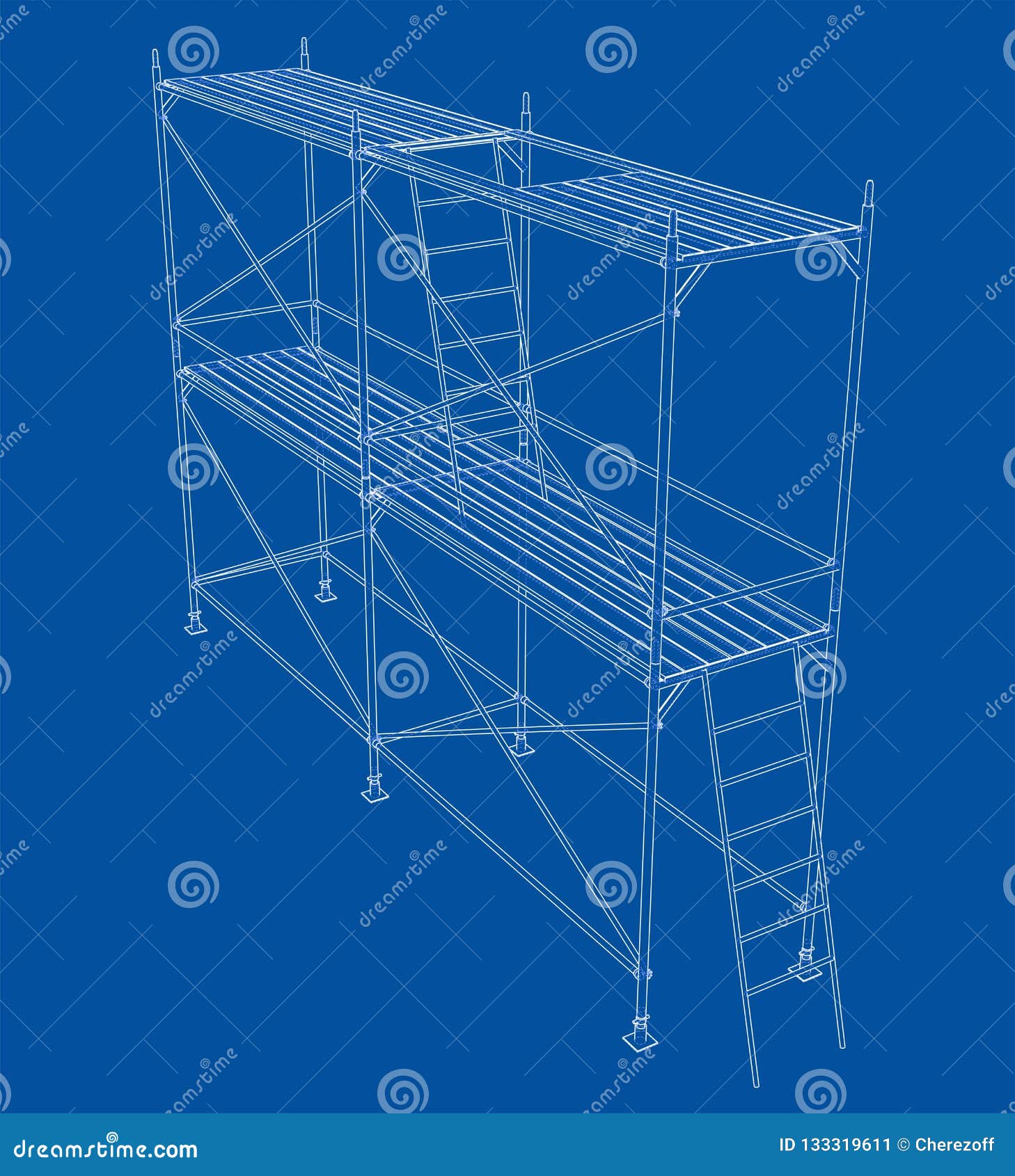 3d outline scaffold.  rendering of 3d
