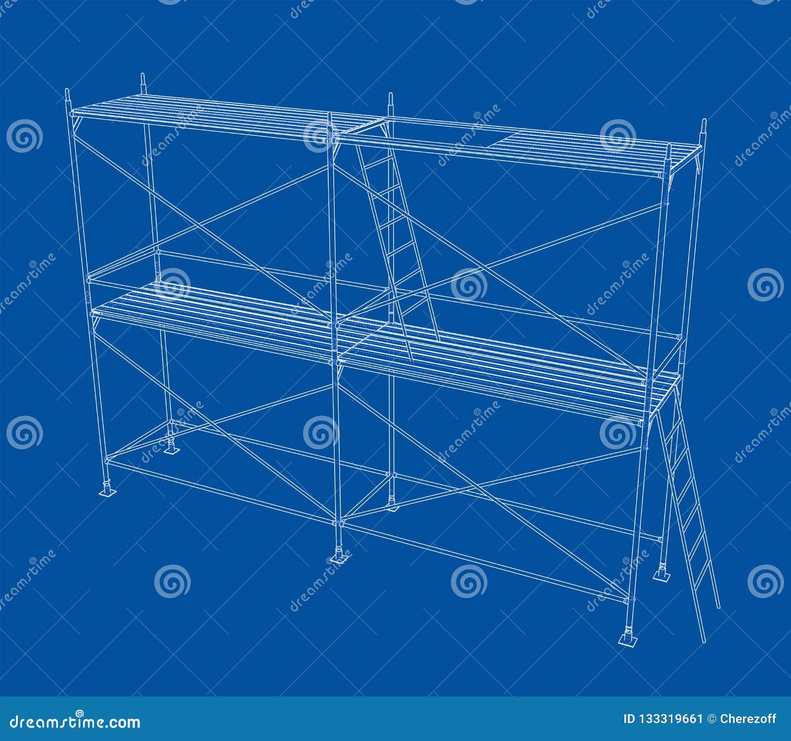 Download 3D Outline Scaffold. Vector Rendering Of 3d Stock Vector - Illustration of element, frame: 133319661