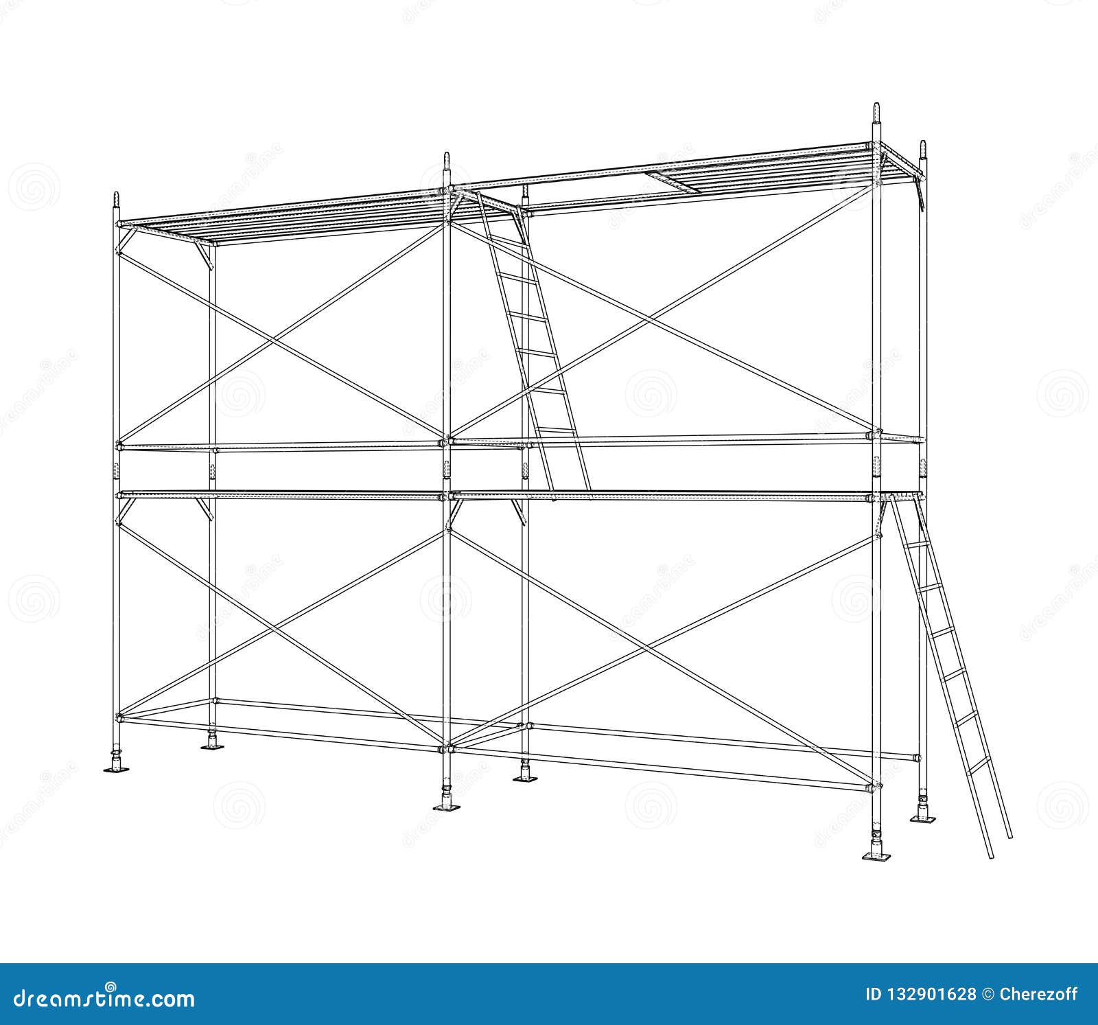 Download 3D Outline Scaffold. Vector Rendering Of 3d Stock Vector ...