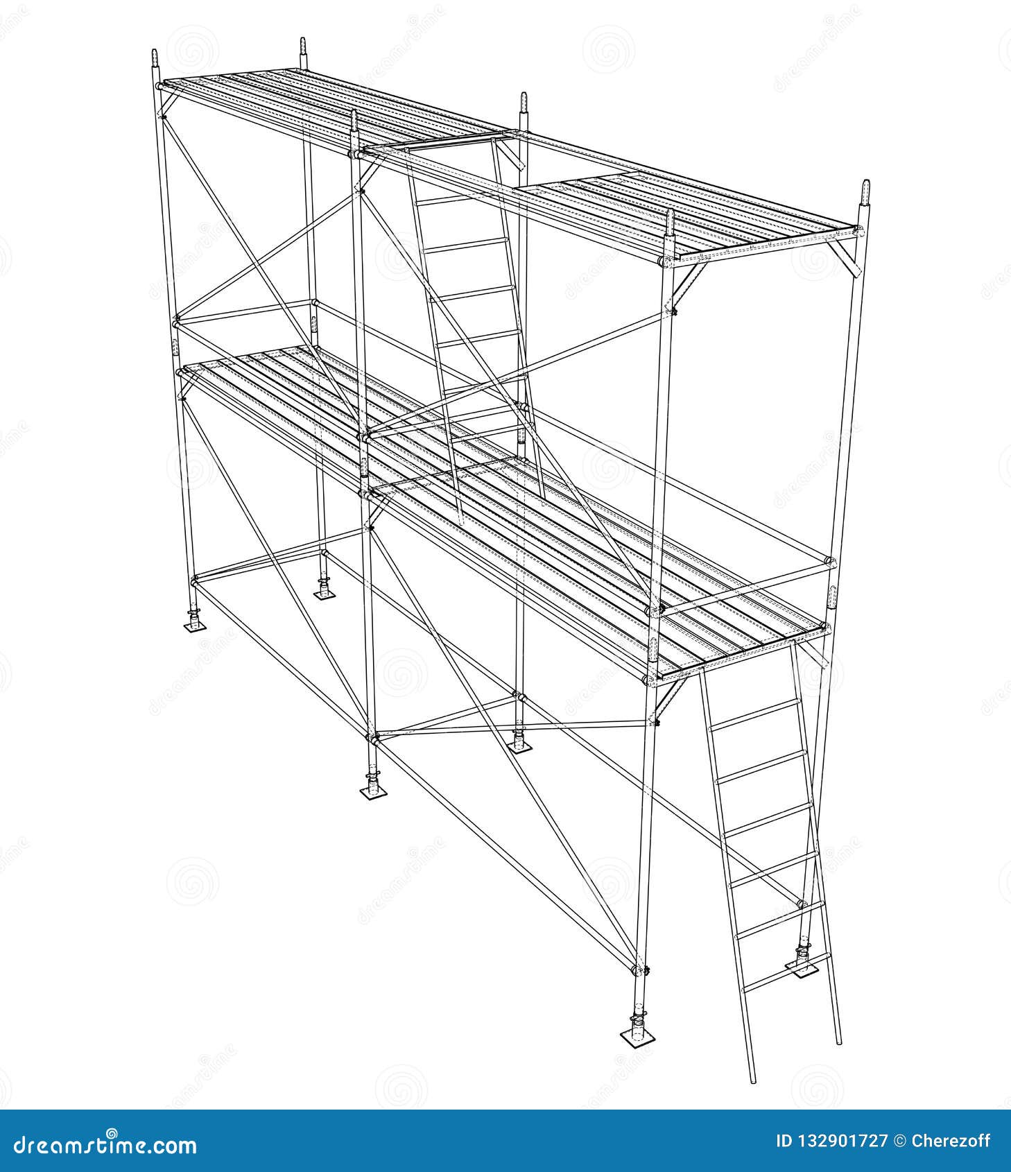 Download 3D Outline Scaffold. Vector Rendering Of 3d Stock Vector - Illustration of horizontal ...