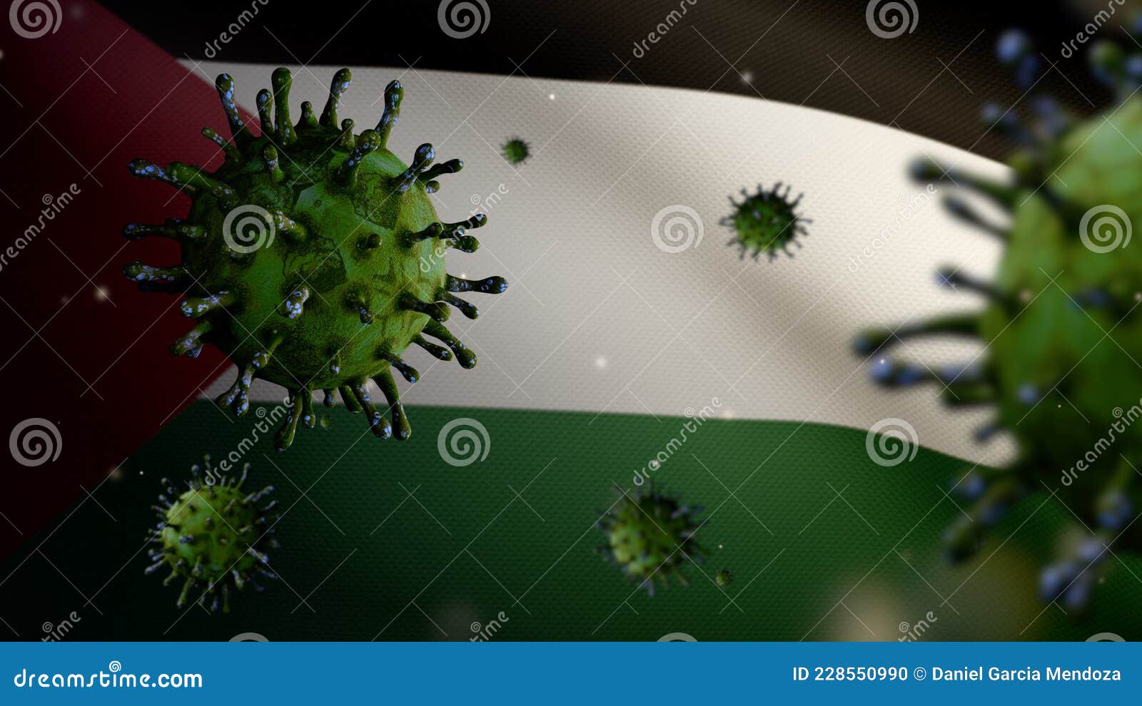 3d Palestijnse Vlag Zwaait Met Een Uitbraak Van Het Coronavirus ...
