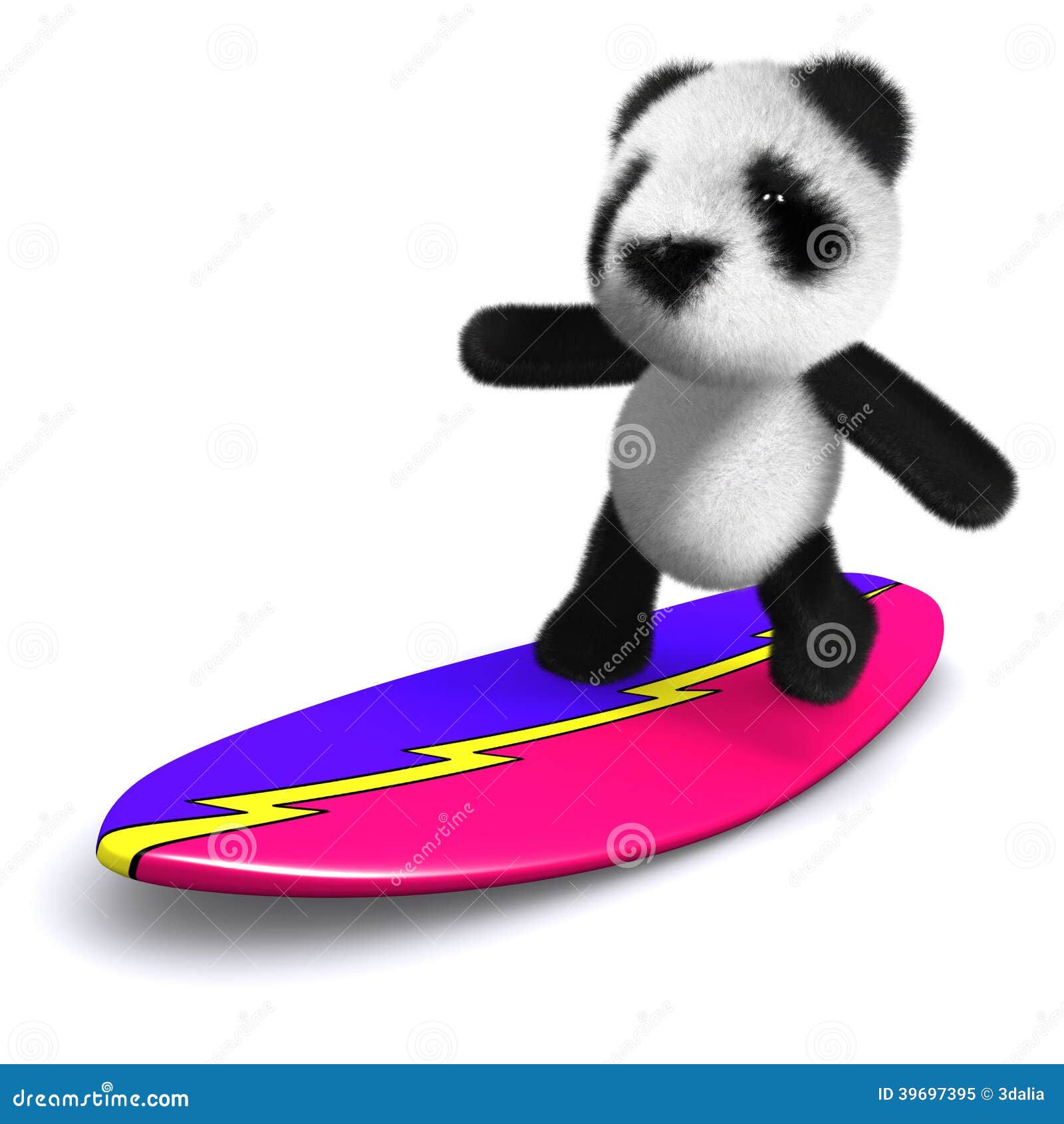 3d Panda surfs stock illustration. Illustration of bear 39697395