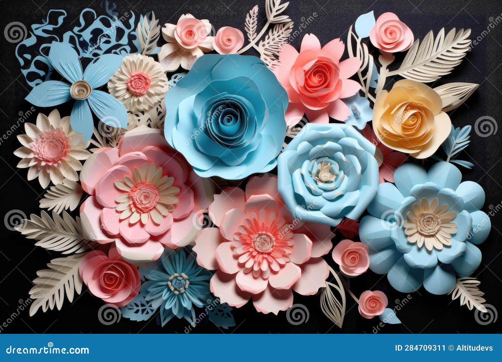 3d Paper Flowers As Decorative Wall Art Stock Image Image of generative, colorful 284709311