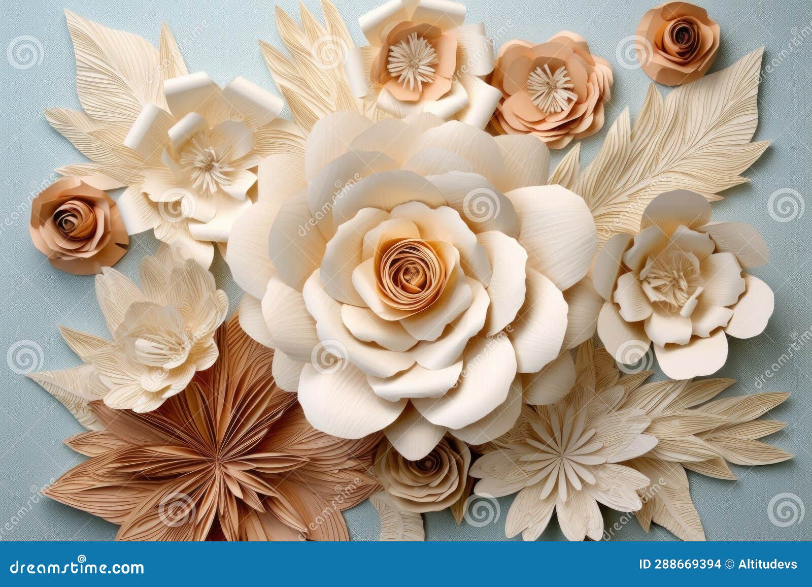 3d Paper Flowers As Decorative Wall Art Stock Photo Image of feminine, decorative 288669394