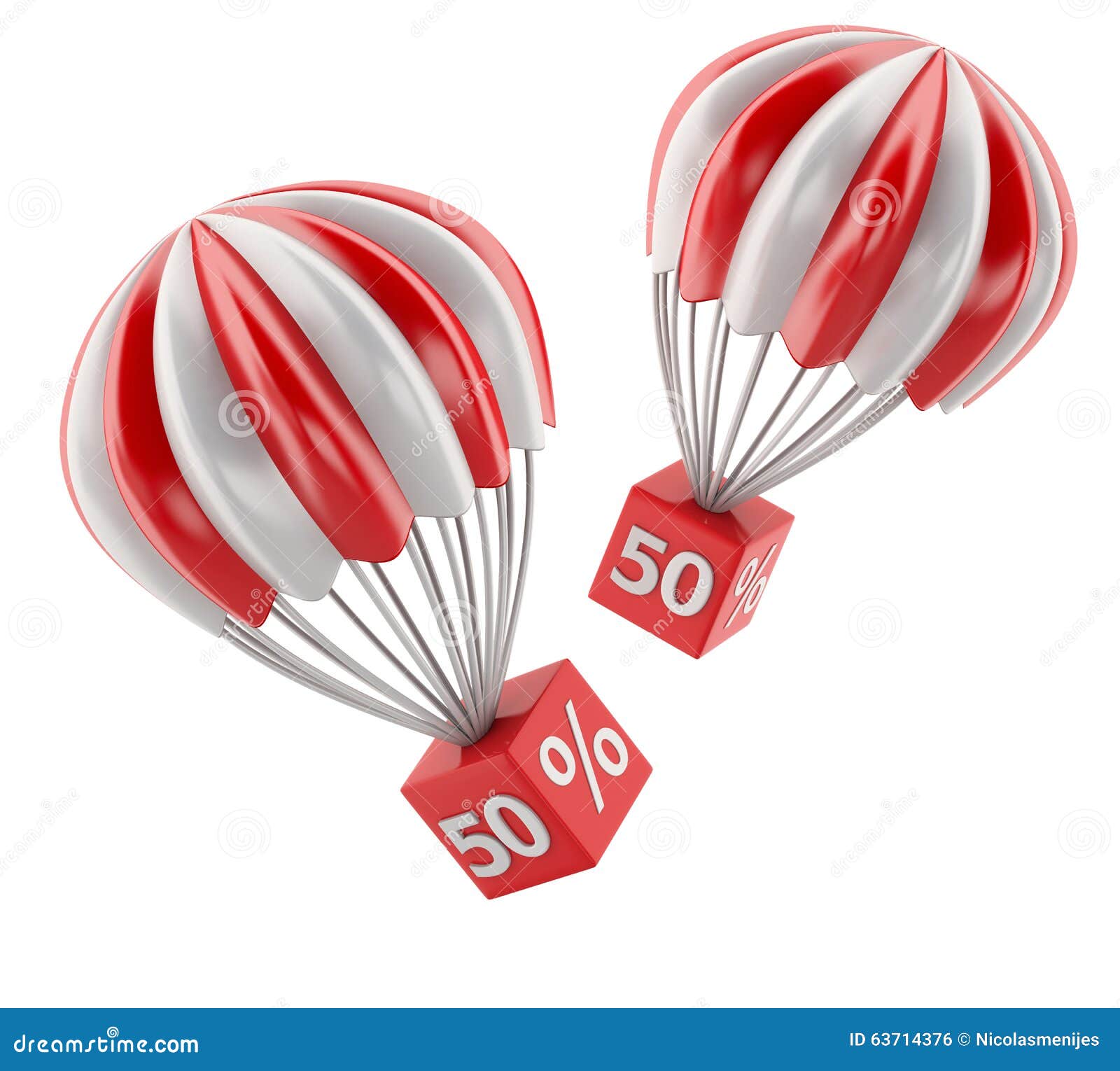 3d Parachute with Discount Sign. Sale Concept Stock Illustration