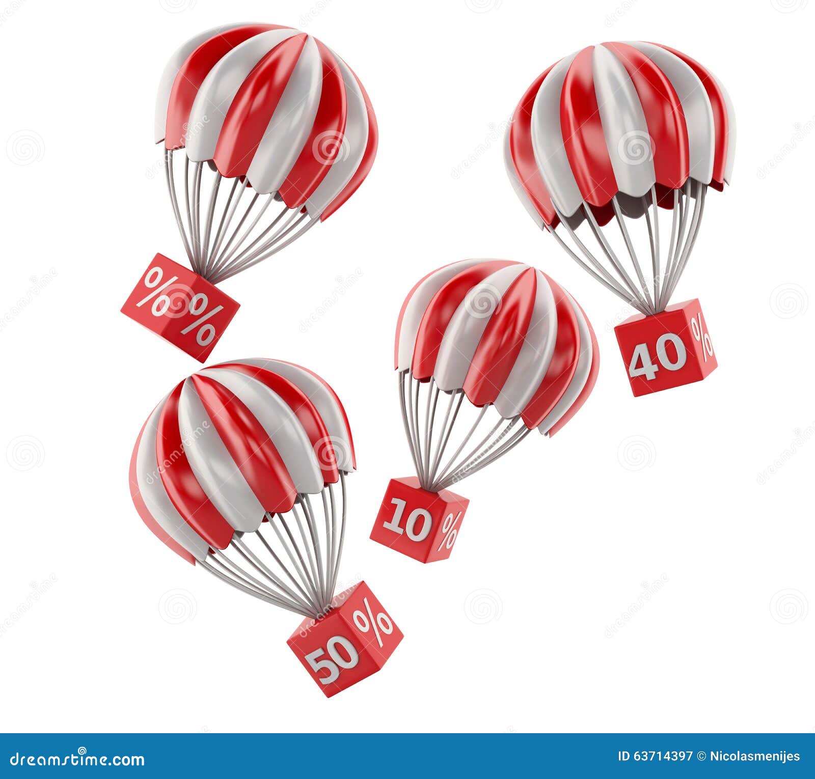 3d Parachute with Discount Sign. Sale Concept Stock Illustration