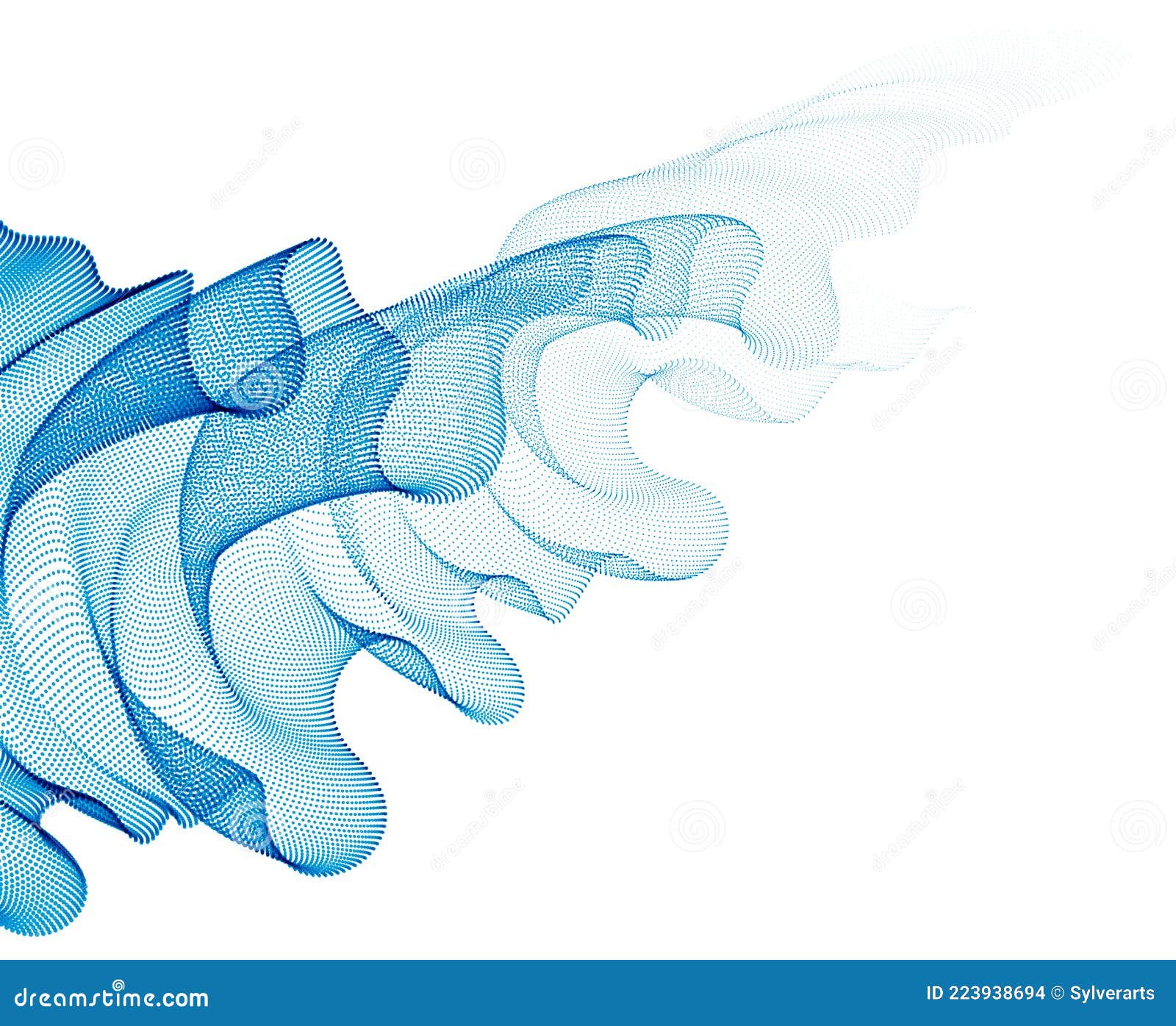 3d particles mesh array, transparent tulle textile on wind flowing. round points  effect . blended mesh, 3d