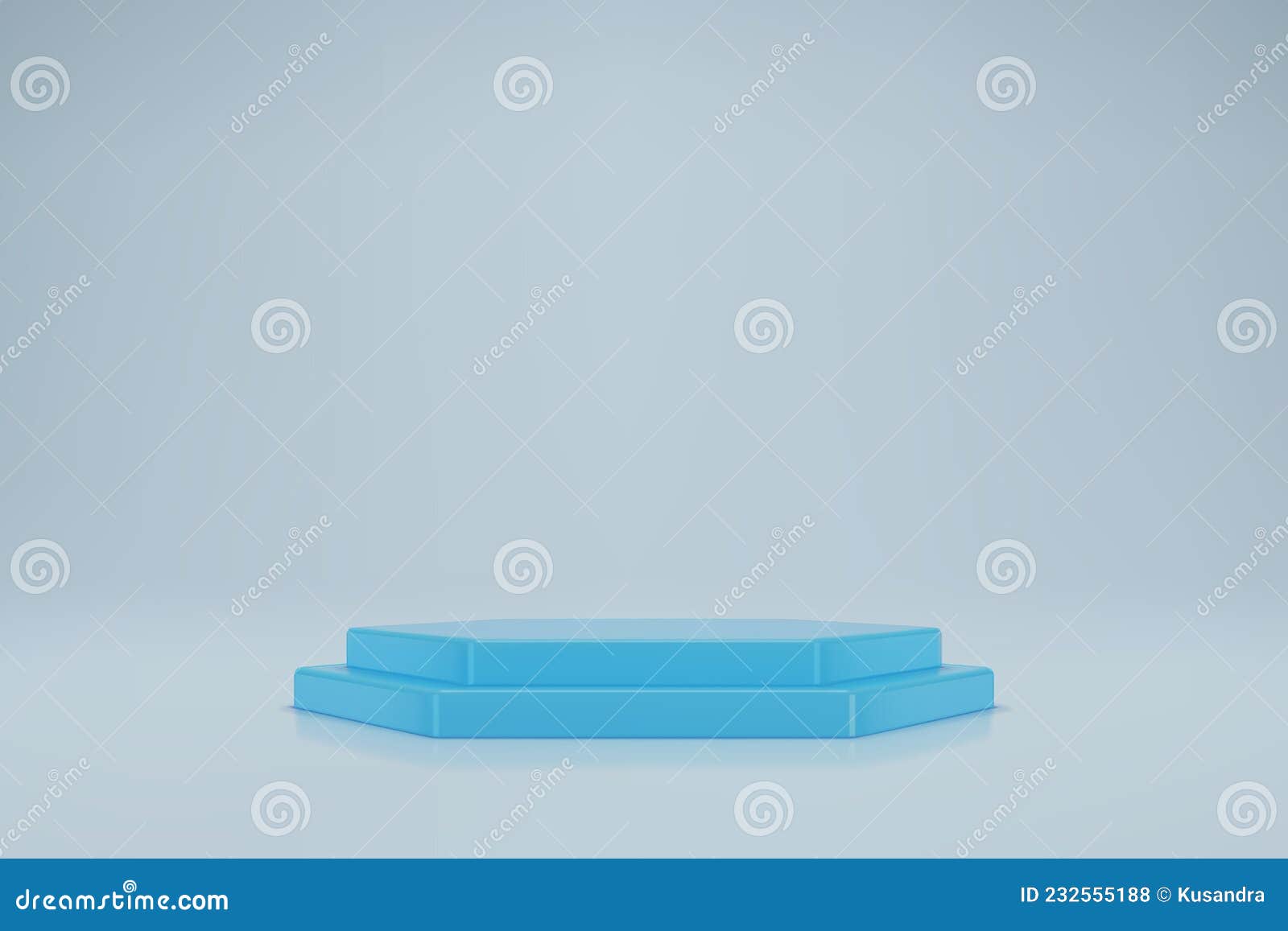 3d pastel blue hexahedral podium on light background