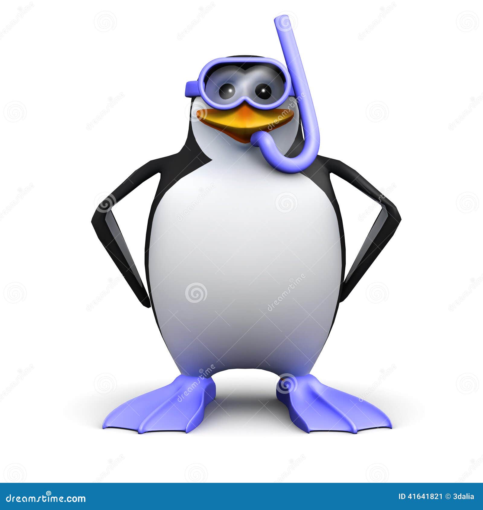 3d Penguin snorkel diver stock illustration. Illustration of snorkel