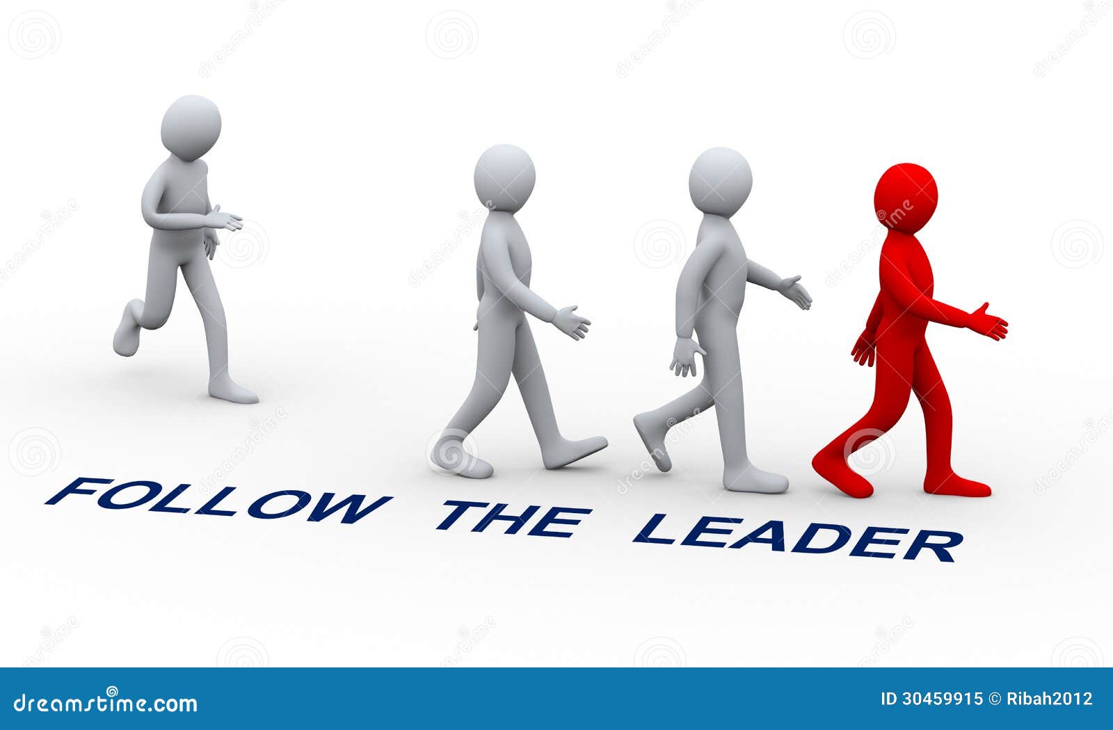 3d people following leader