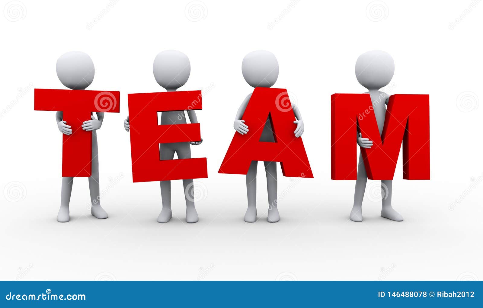 3d People Holding Word Team Stock Illustration - Illustration of growth ...