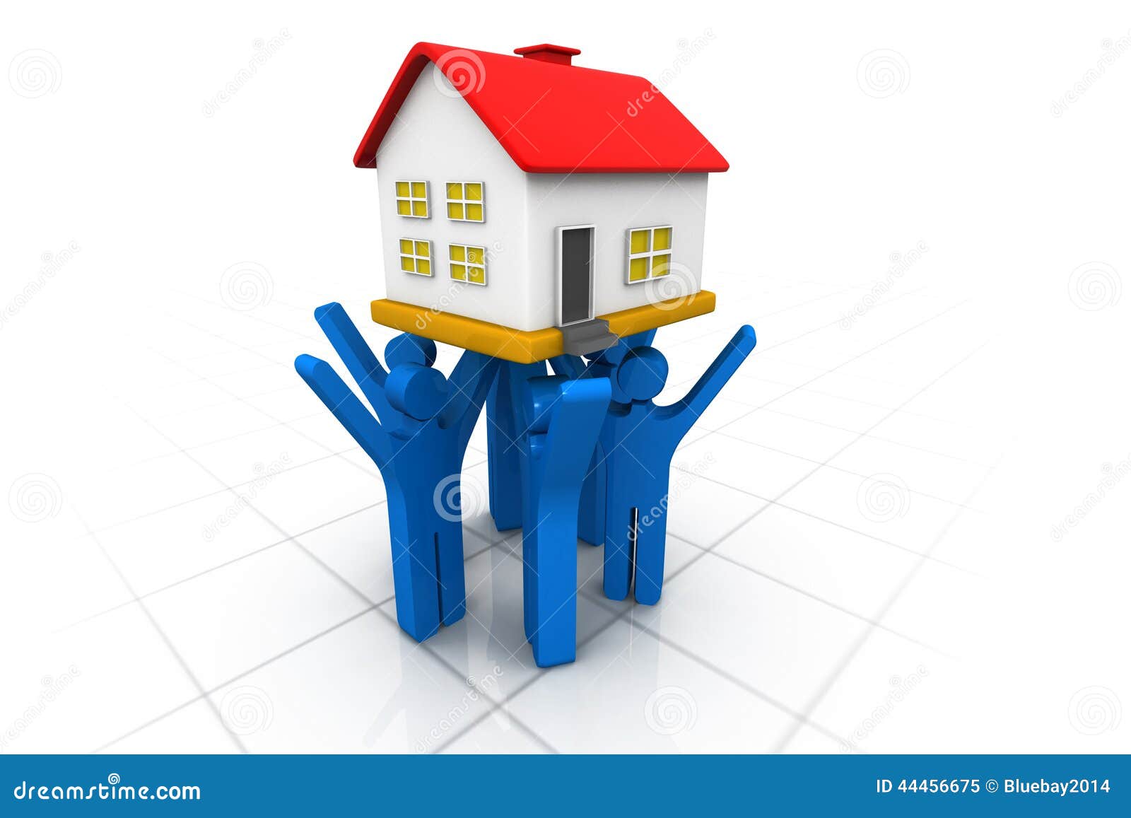 3d people lifting house stock illustration. Illustration of human