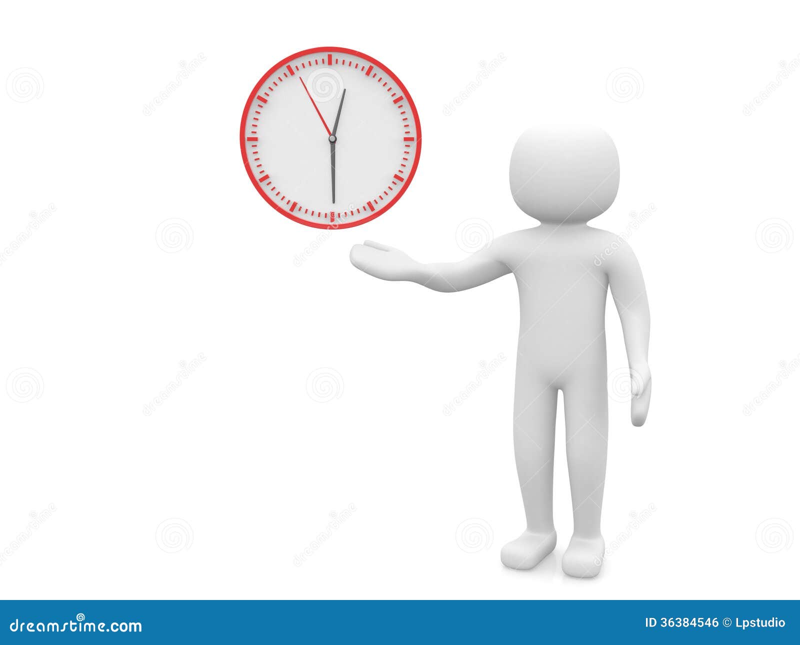 3d People Man, Person and a Clock Stock Illustration Illustration