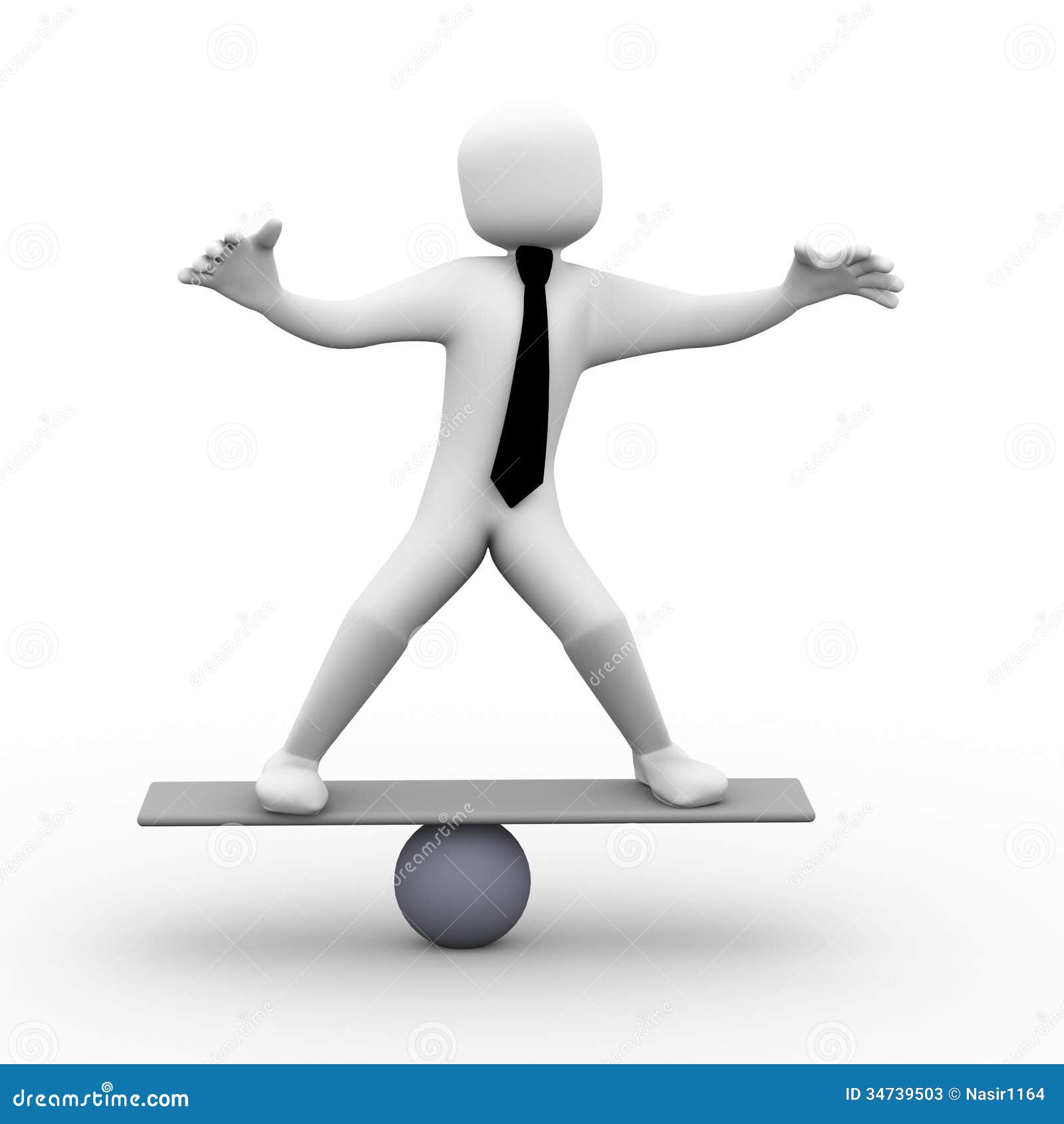 3d Person Balancing on Scale Illustration Stock Illustration