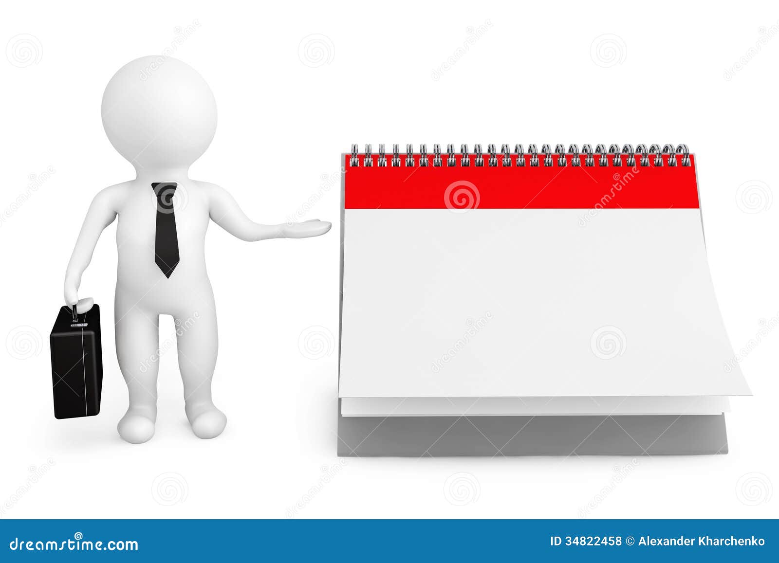 3d Person Businessman With Blank Calendar Royalty Free 