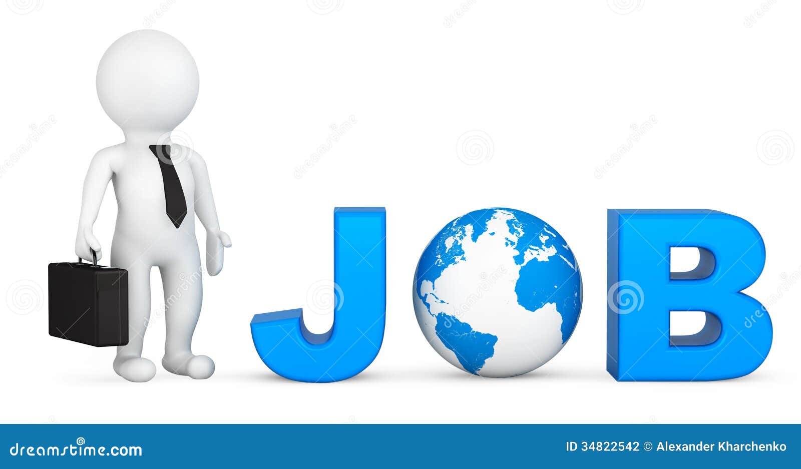 3d Person Businessman Near Job Sign Stock Illustration