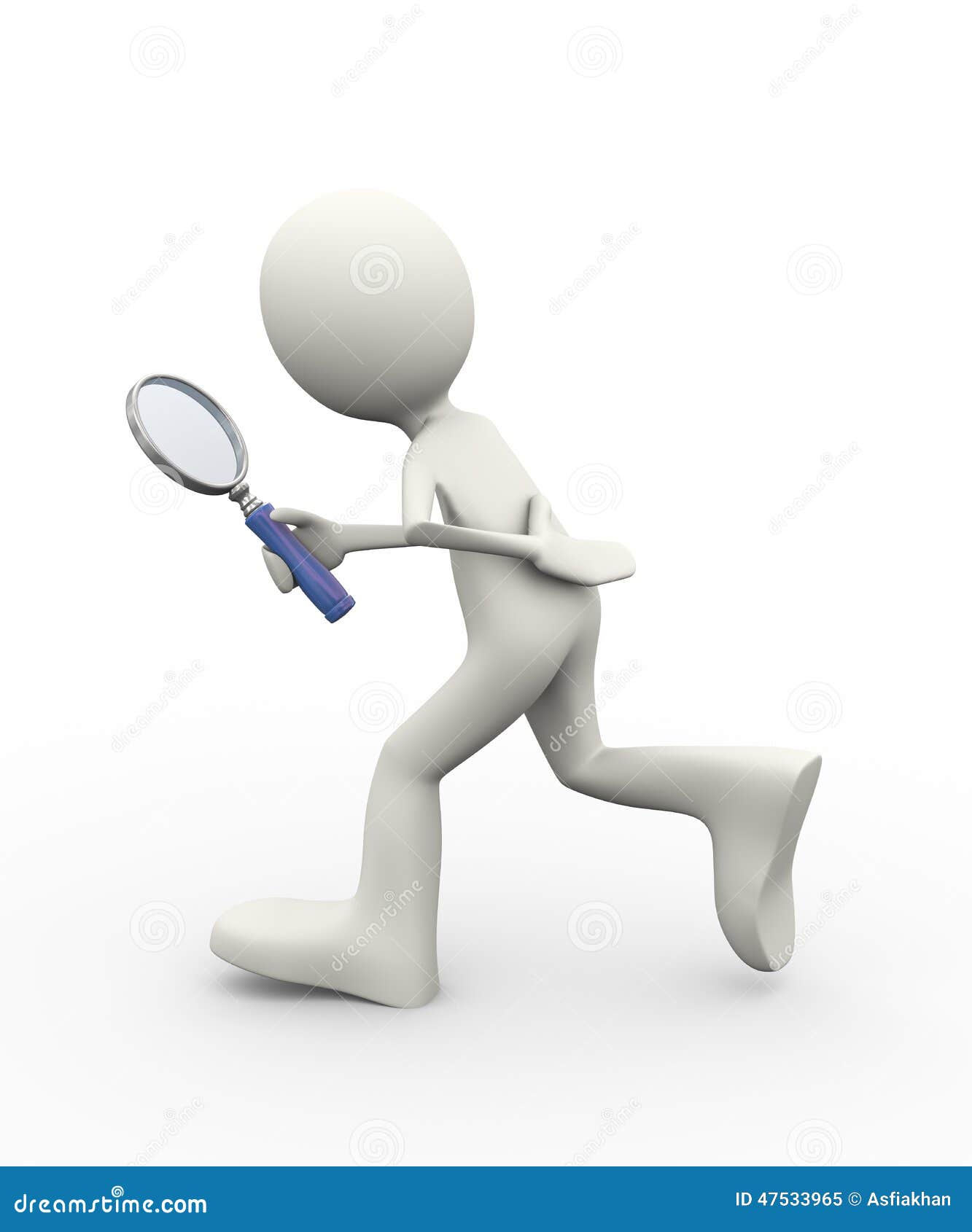 3d Person Walking with Magnifier Stock Illustration - Illustration of  observer, render: 47533965