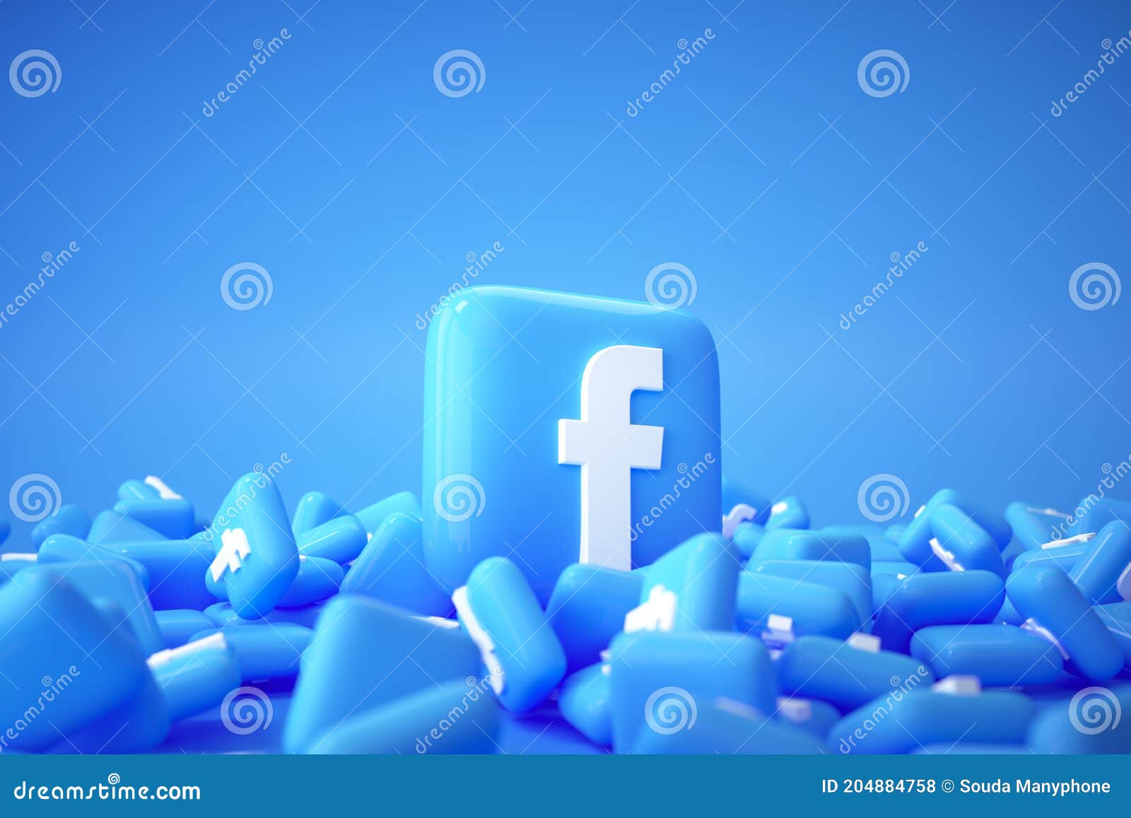 3D Pile of Facebook Logo Background. Facebook the Famous Social Media  Platform Editorial Stock Photo - Illustration of icon, internet: 204884758