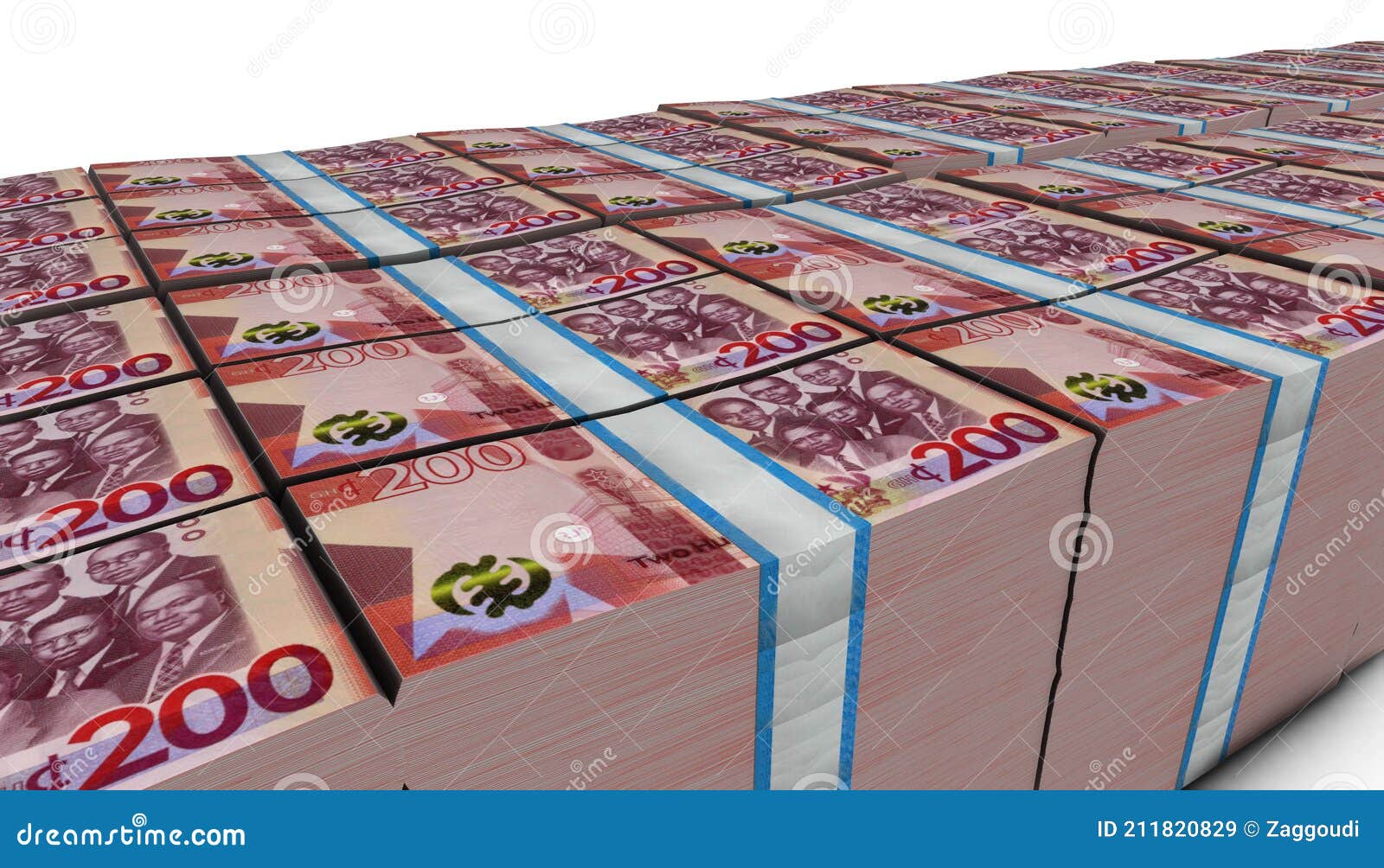 3D Pile Of Ghana 200 Cedis Money Banknote Royalty Free Illustration 3d-pile-of-ghana-200-cedis-money-banknote-royalty-free-illustration