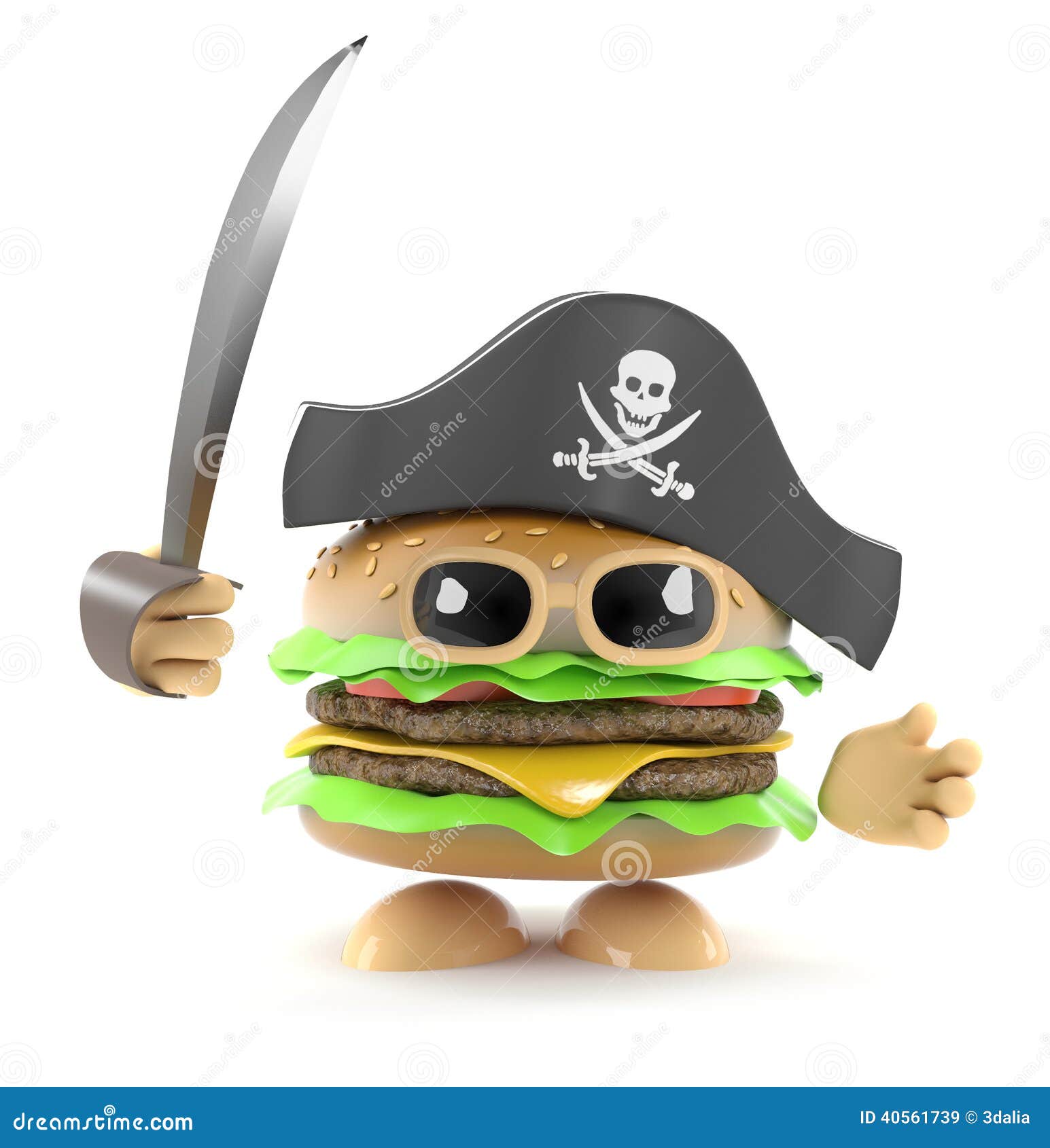3d Pirate burger stock vector. Illustration of bucanneer 40561739
