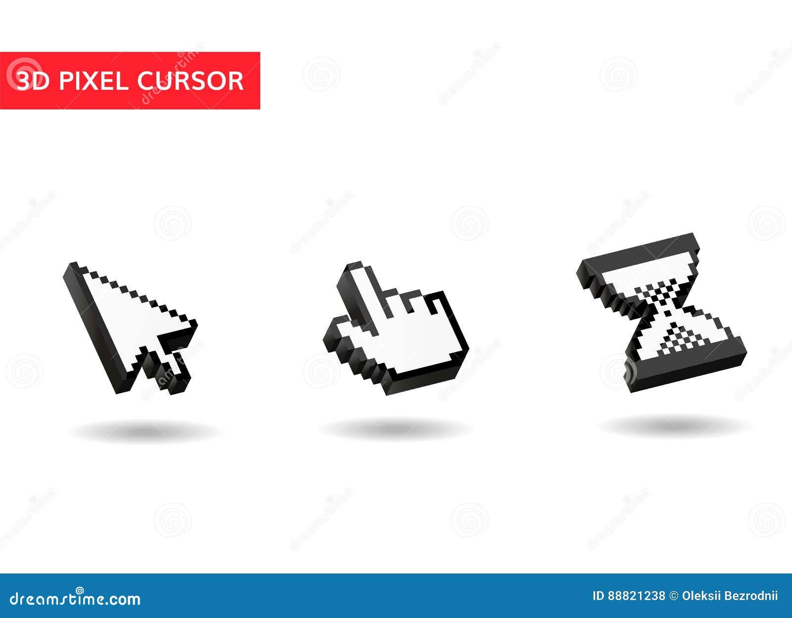 3d pixel mouse cursor stock vector. Illustration of pixelated - 88821238