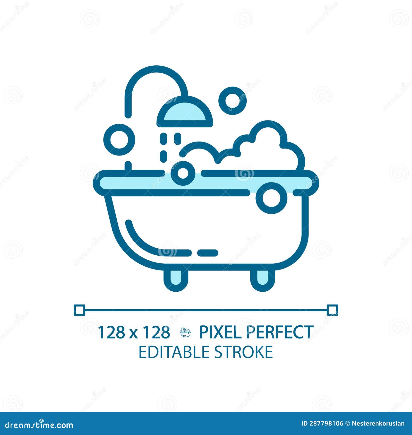 2D Customizable Bubble Bath Linear Icon Stock Illustration