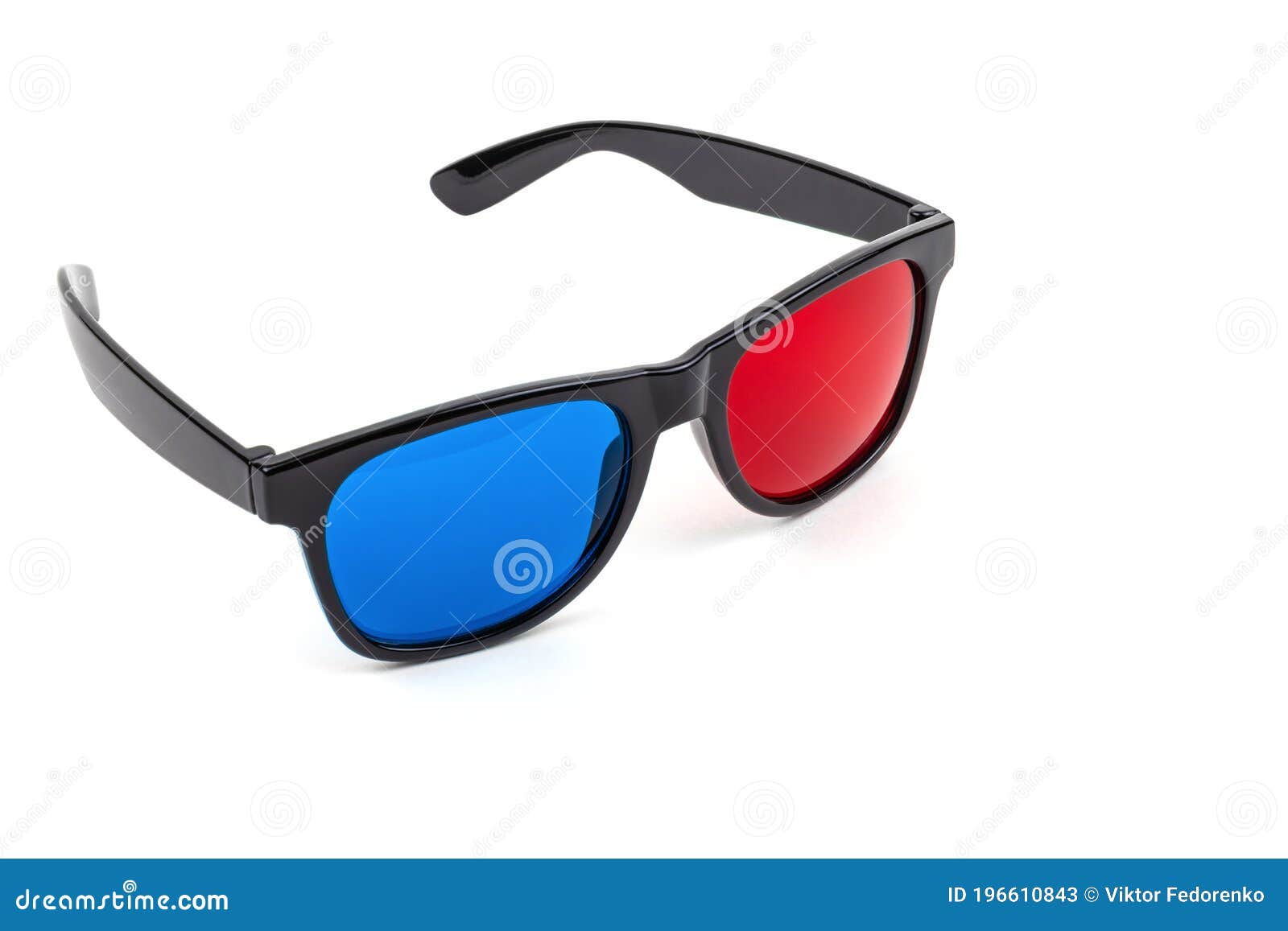 3D Plastic Glasses Isolated on White Look Sideways / Anaglyph Glasses