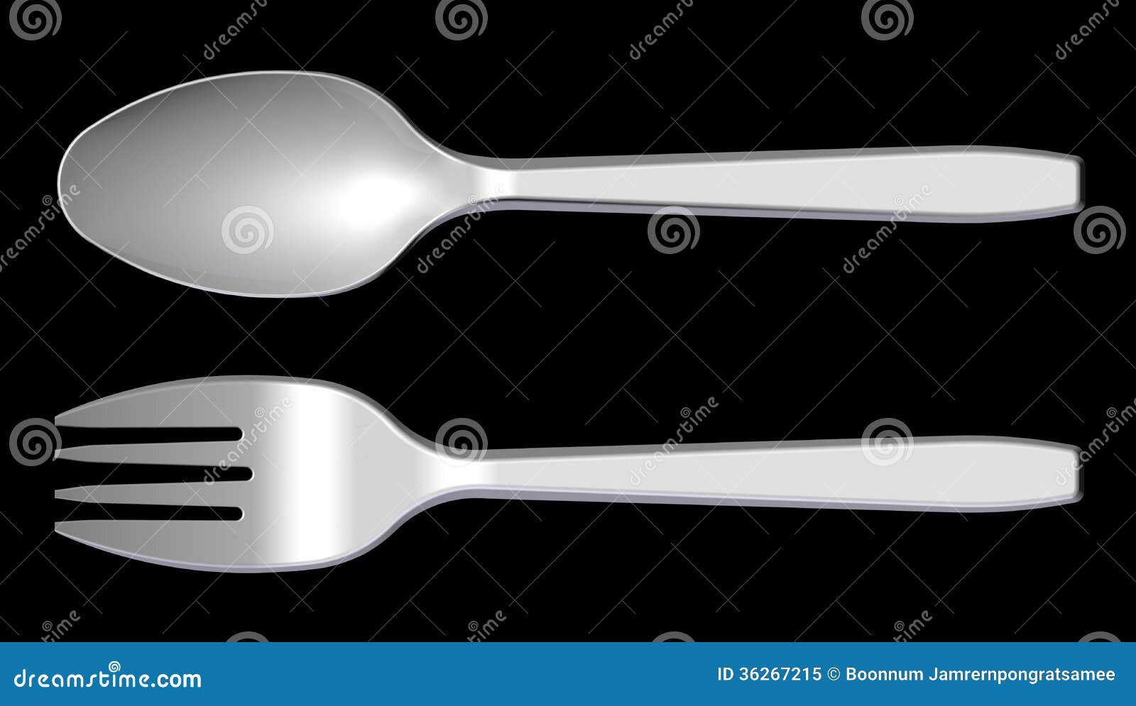 afvoer vergeven roestvrij 3D plastic lepel en vork stock illustratie. Illustration of verdeeld -  36267215