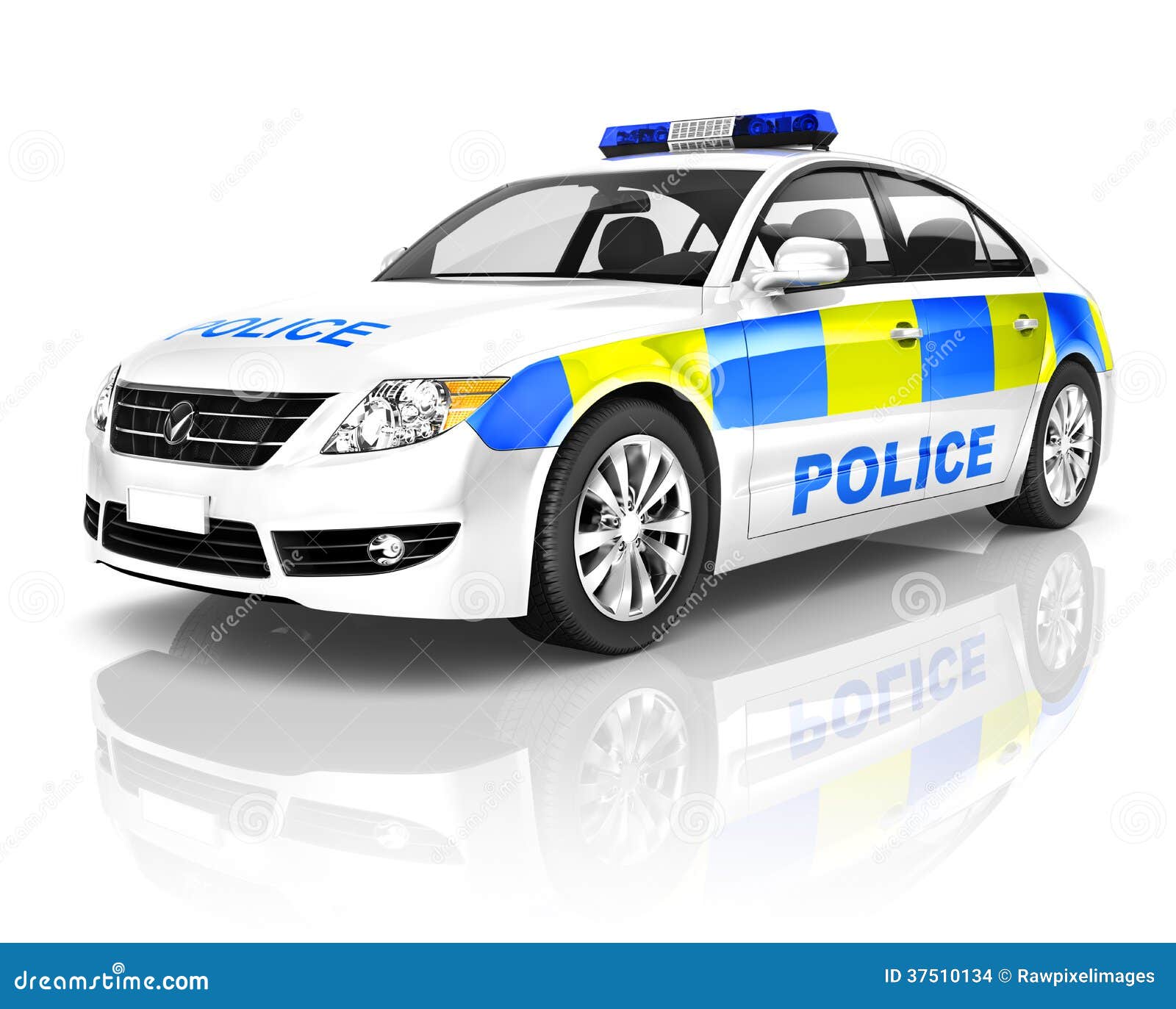 3D Police Car On White Background Stock Images - Image ...