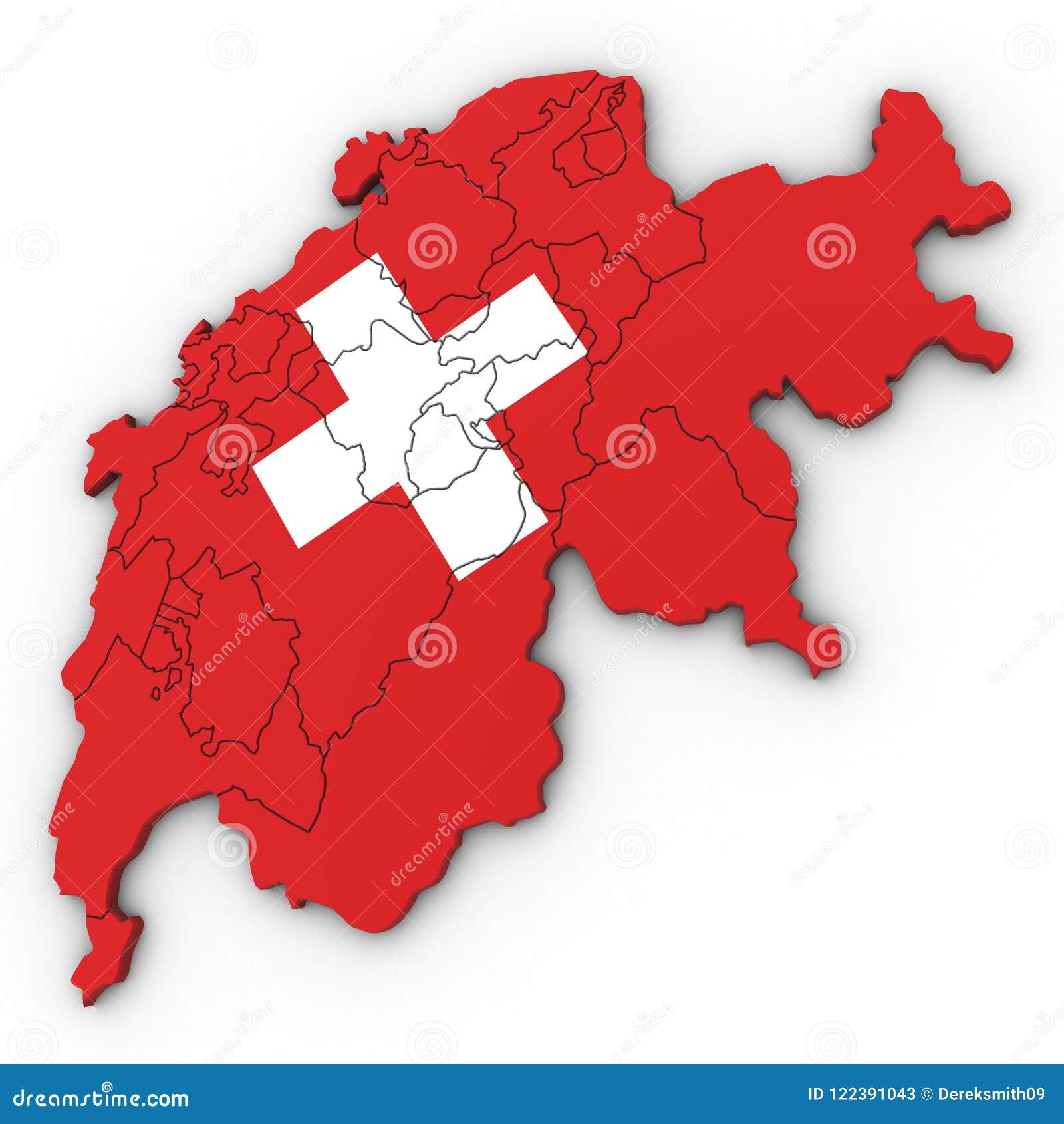3d Political Map of Switzerland Stock Illustration Illustration of