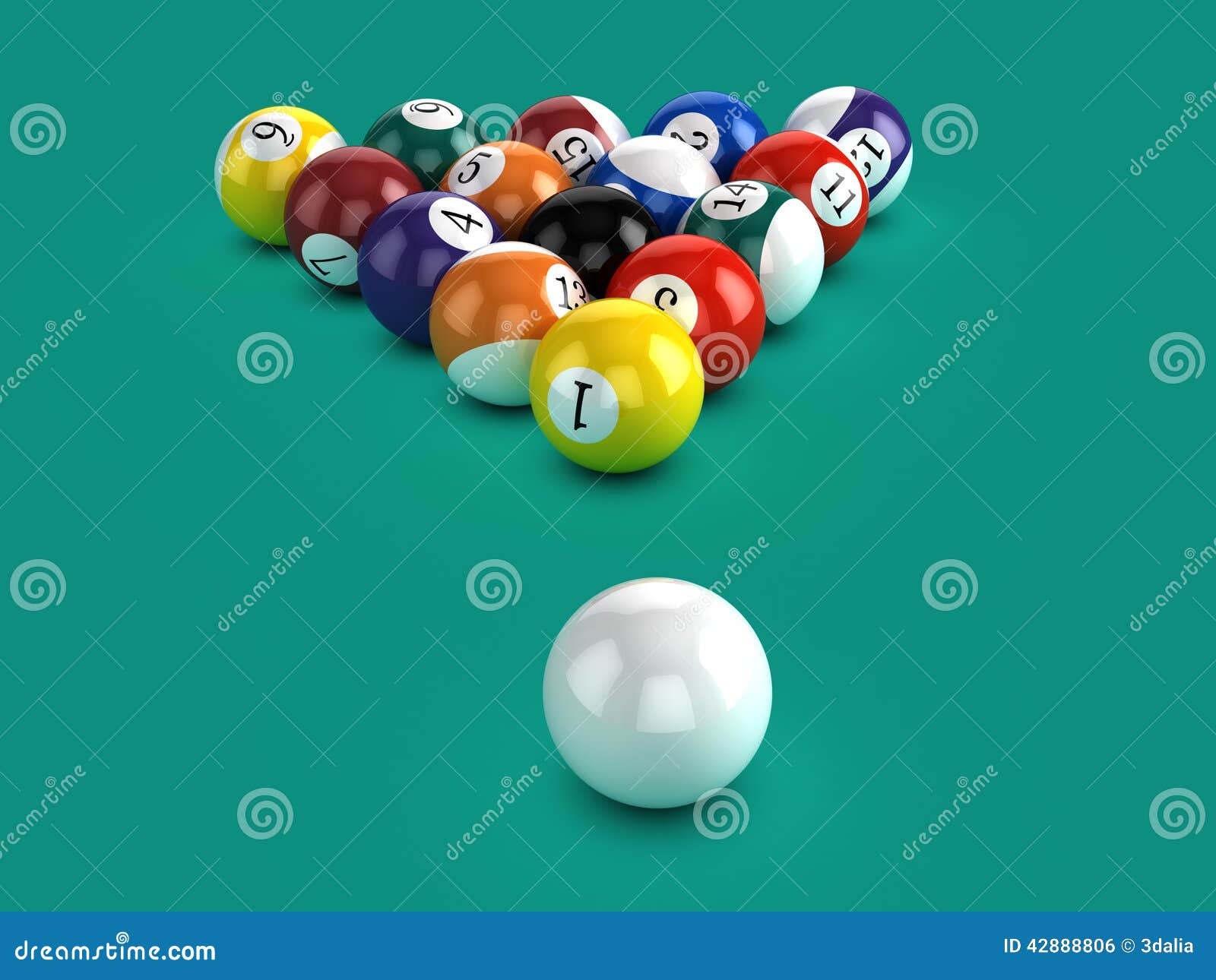 3d Pool Balls and the White Ball Stock Illustration Illustration of