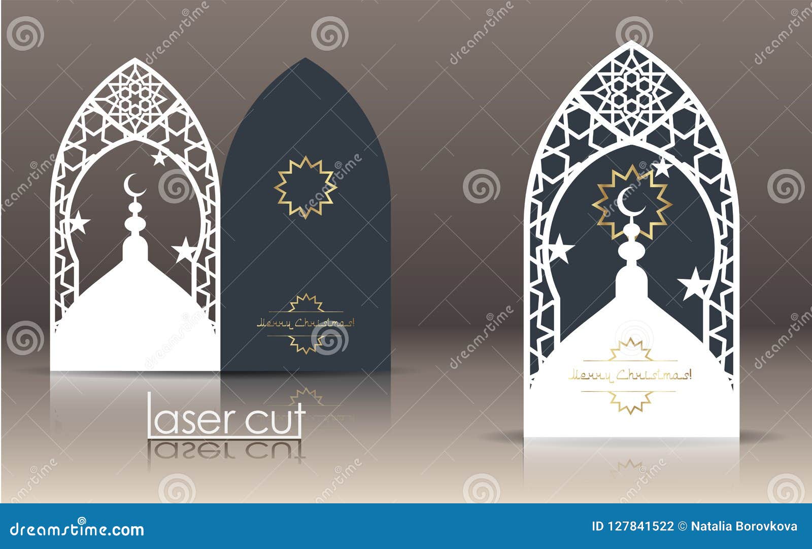 3d postcard layout with islamic oriental pattern for laser cutting paper. indian heritage, arabesque, persian motif