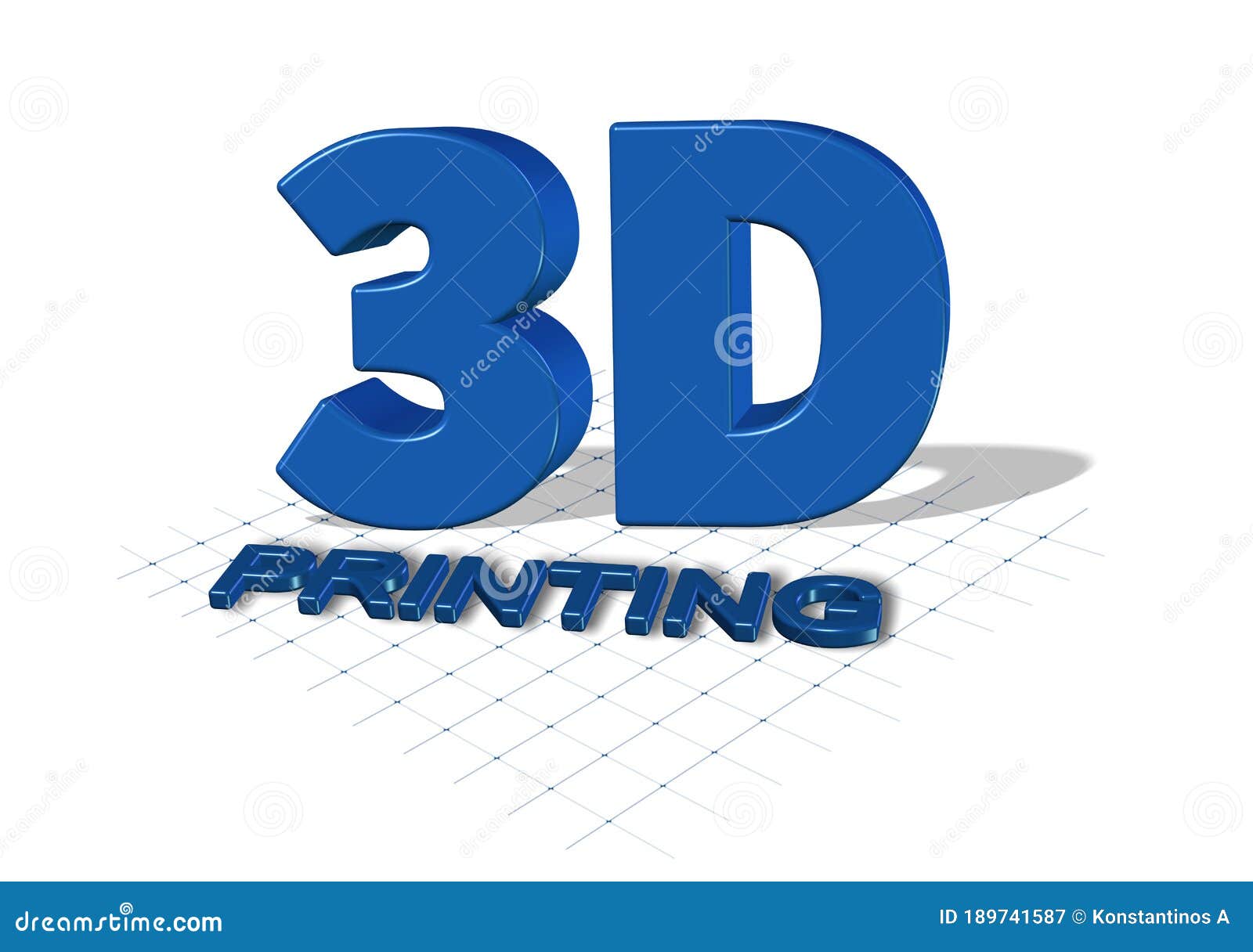 3d prining text grid  - 3d rendering