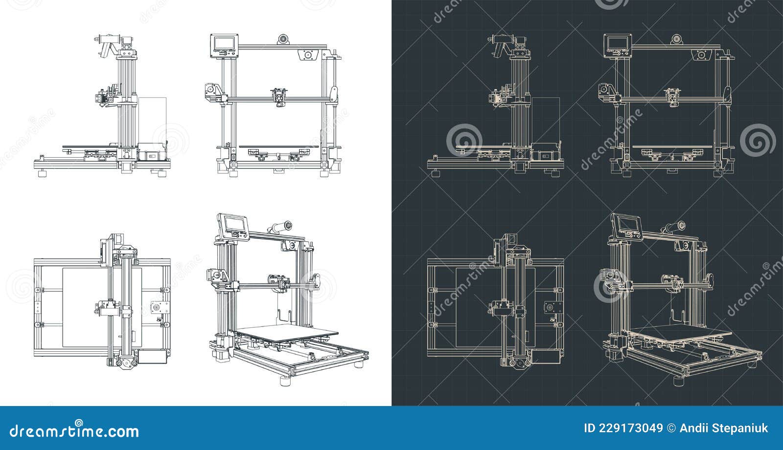 3D printer blueprints stock vector. Illustration of research - D Printer Blueprints StylizeD Vector Illustration 229173049