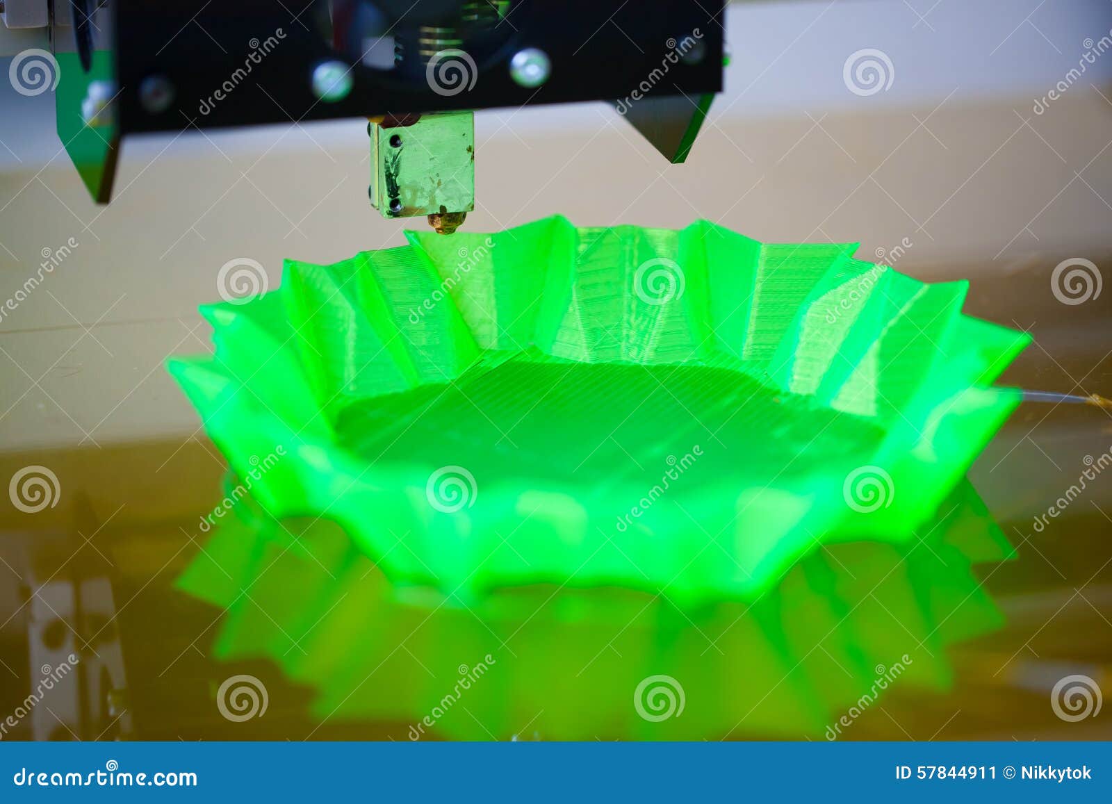 3d Printer Printing Abstract Green Shape Stock Image - D Printer Printing Abstract Green Shape Action 57844911