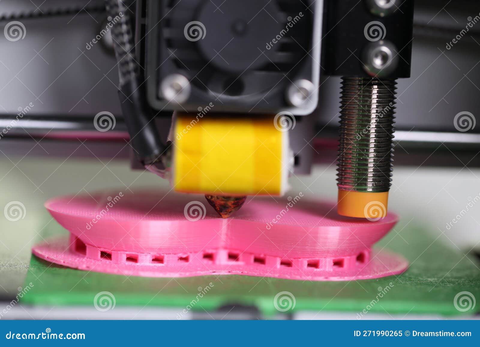 3D Printer Printing Plastic Part Close Up. Stock Image Image of