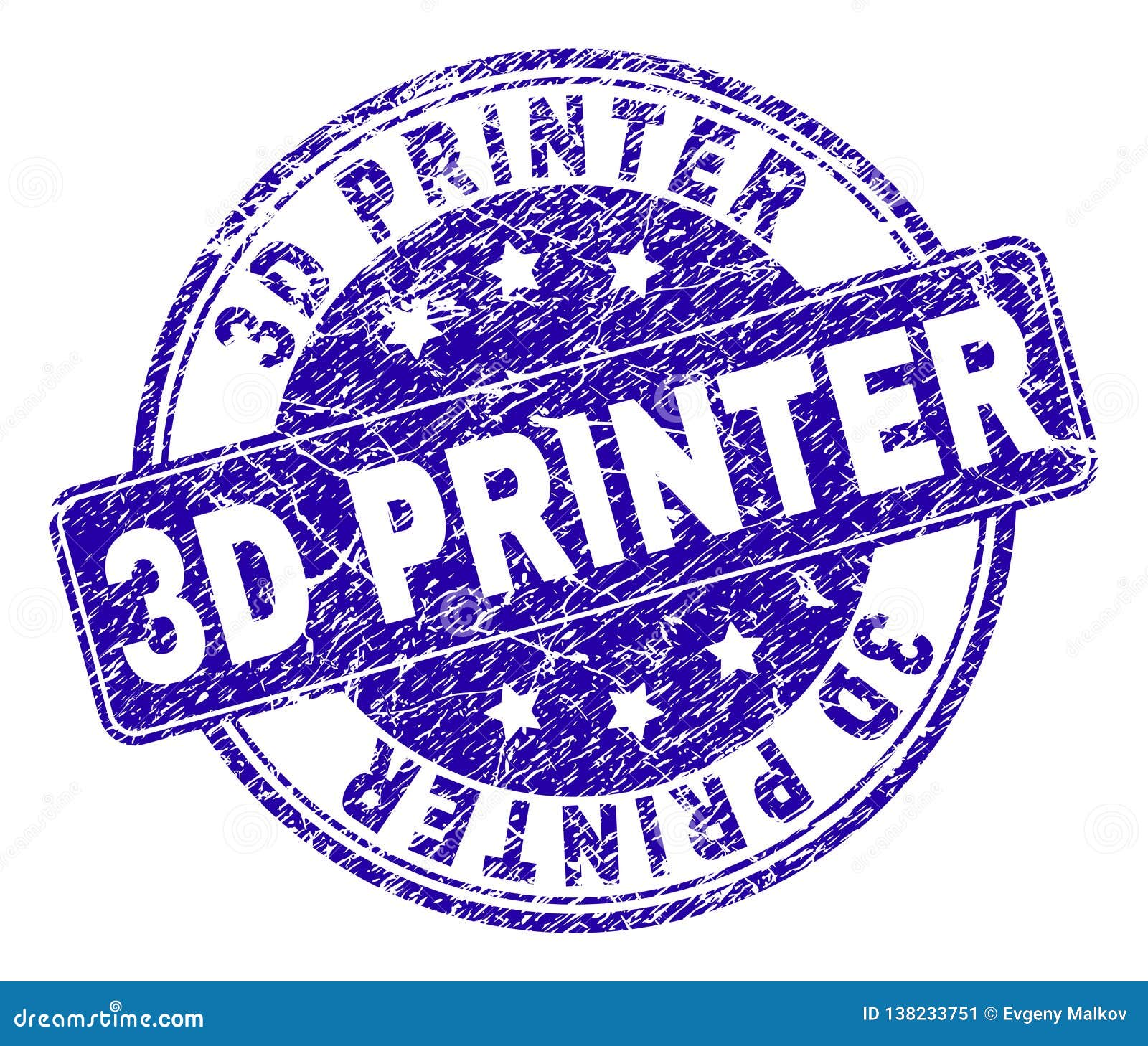 Scratched Textured 3D PRINTER Stamp Seal Stock Vector Illustration of