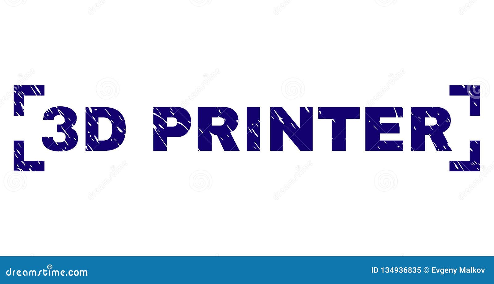 Scratched Textured 3D PRINTER Stamp Seal Inside Corners Stock Vector