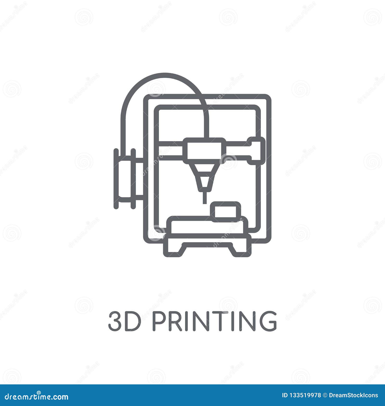 3d Printing Linear Icon Modern Outline 3d Printing Logo Concept