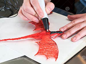 3 D Printing Pen Creating A Dragon Shape Stock Photo Image Of Design 