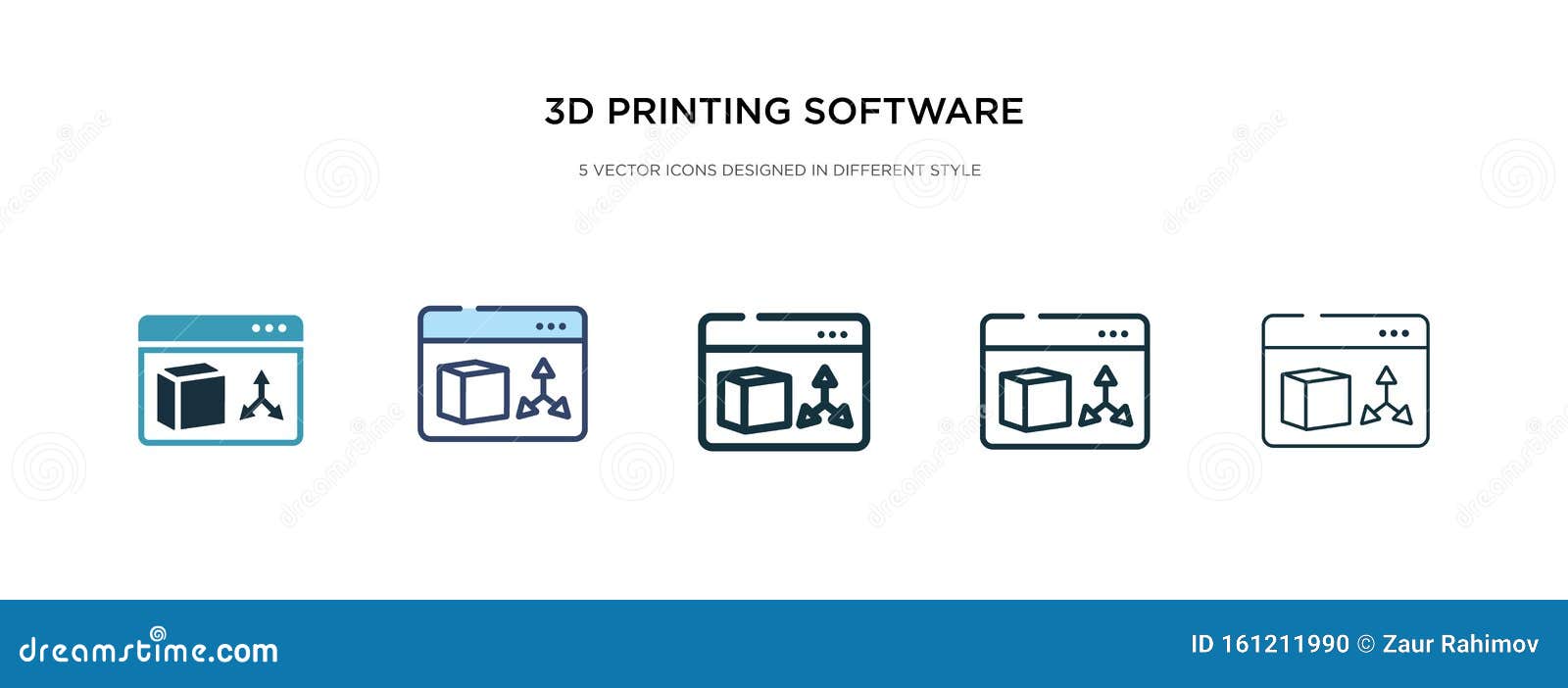 Download 3d Printing Software Icon In Different Style Vector Illustration. Two Colored And Black 3d ...