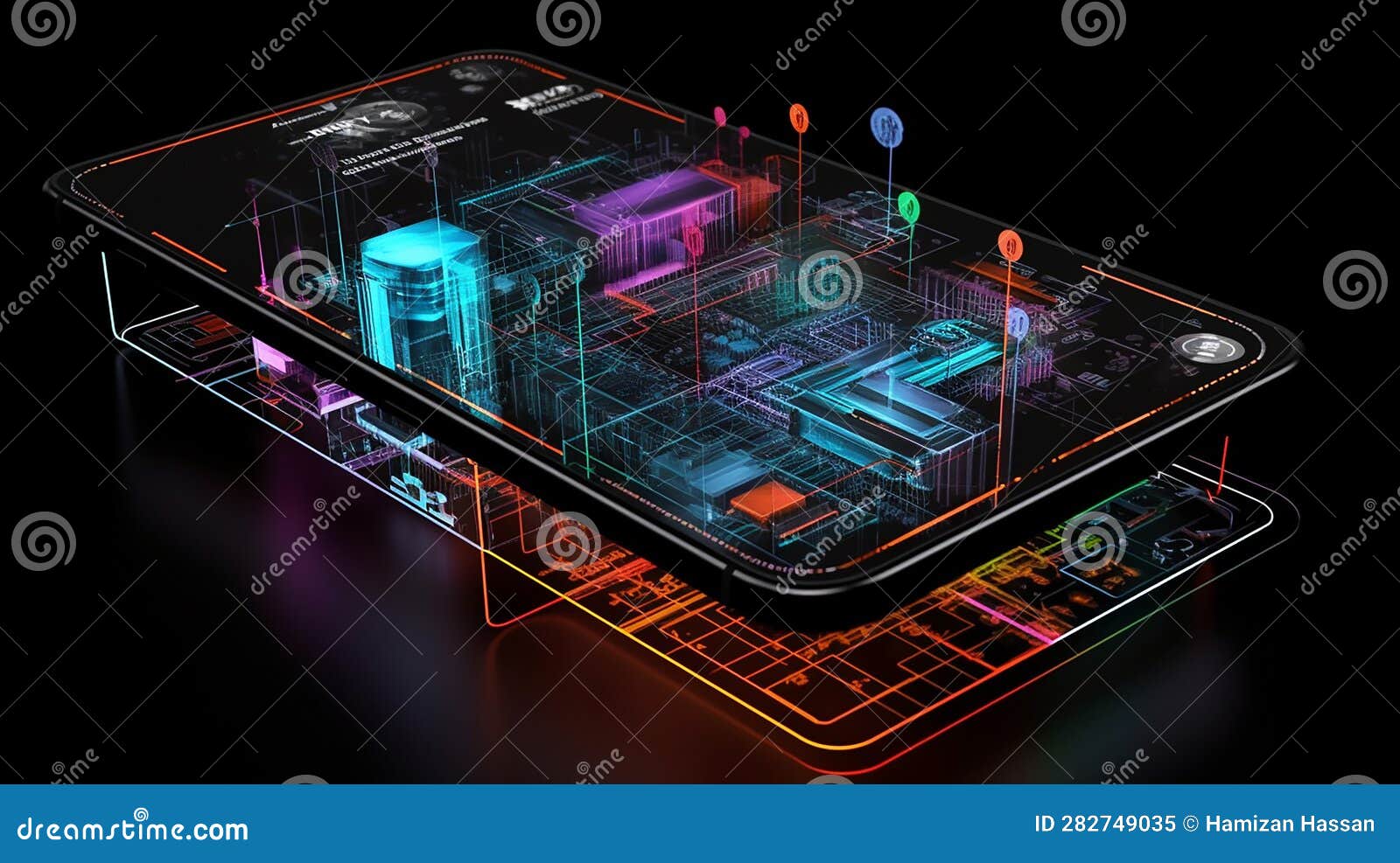 3D Projection of a Smartphone, Sleek Contours for Seamless